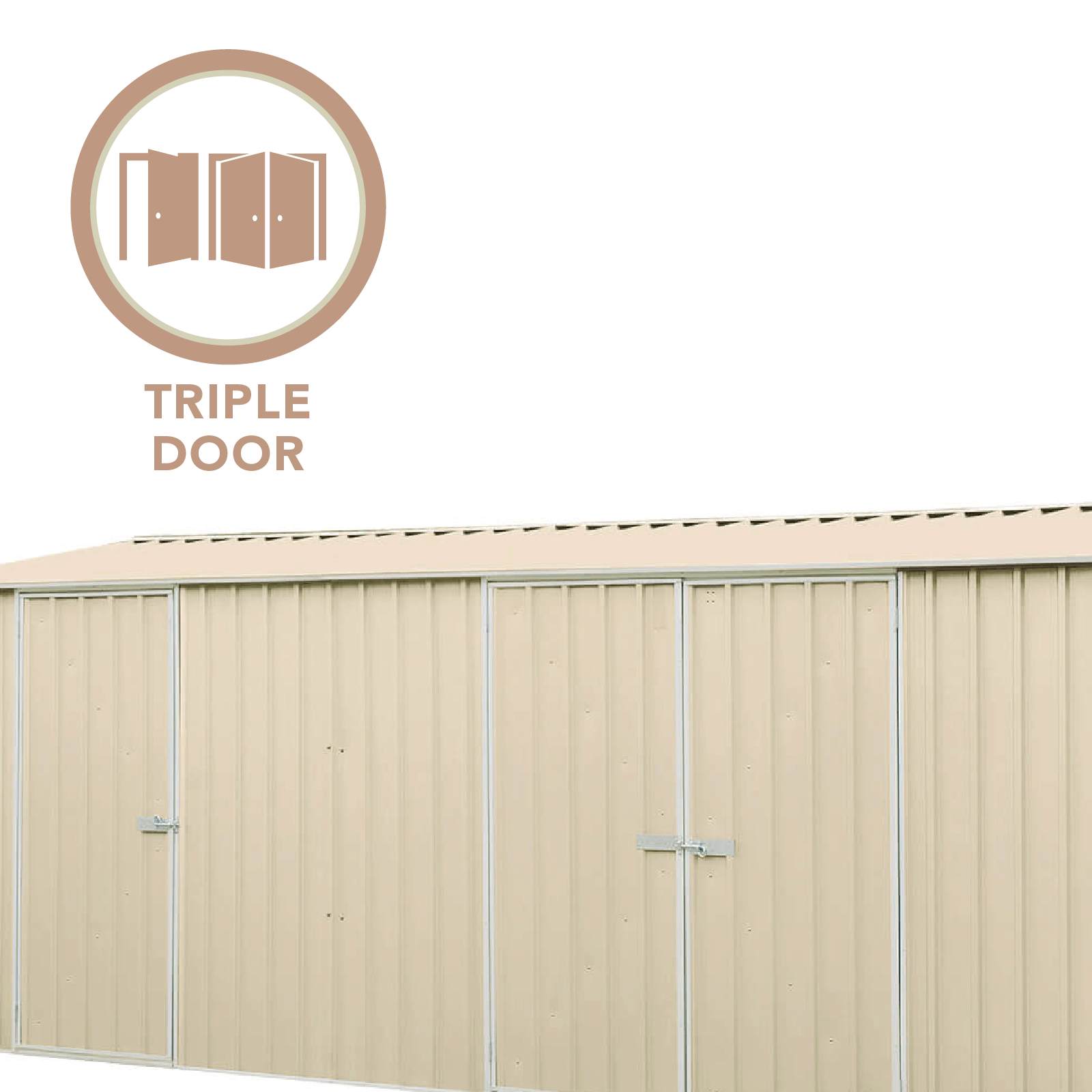 Absco Sheds 5.22 x 2.26 x 2.06m Cream Economy Three Door Garden Shed 4 Absco Sheds 5.22 x 2.26 x 2.06m Cream Economy Three Door Garden Shed