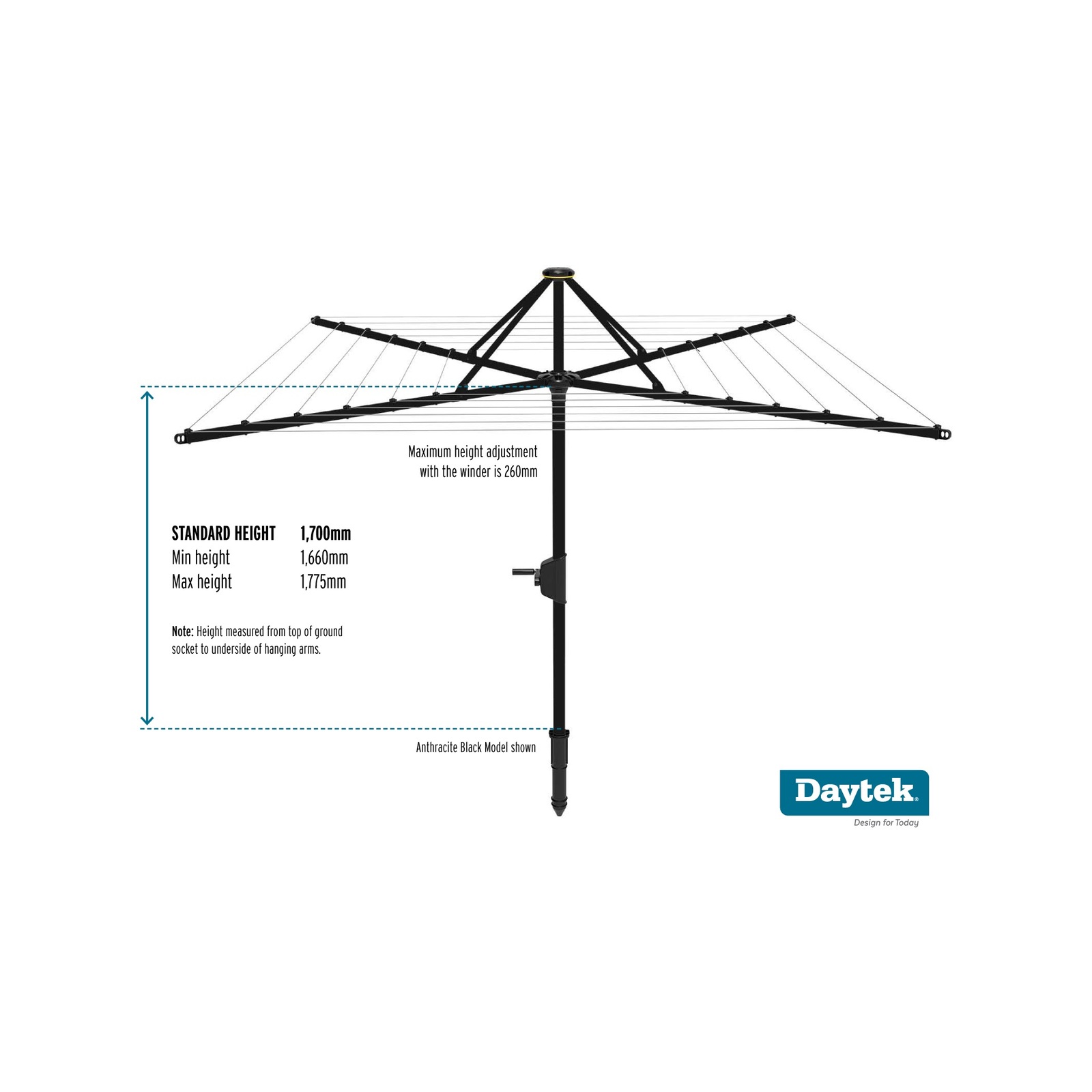 Daytek Light Grey MK2 M58 Rotary Clothesline
