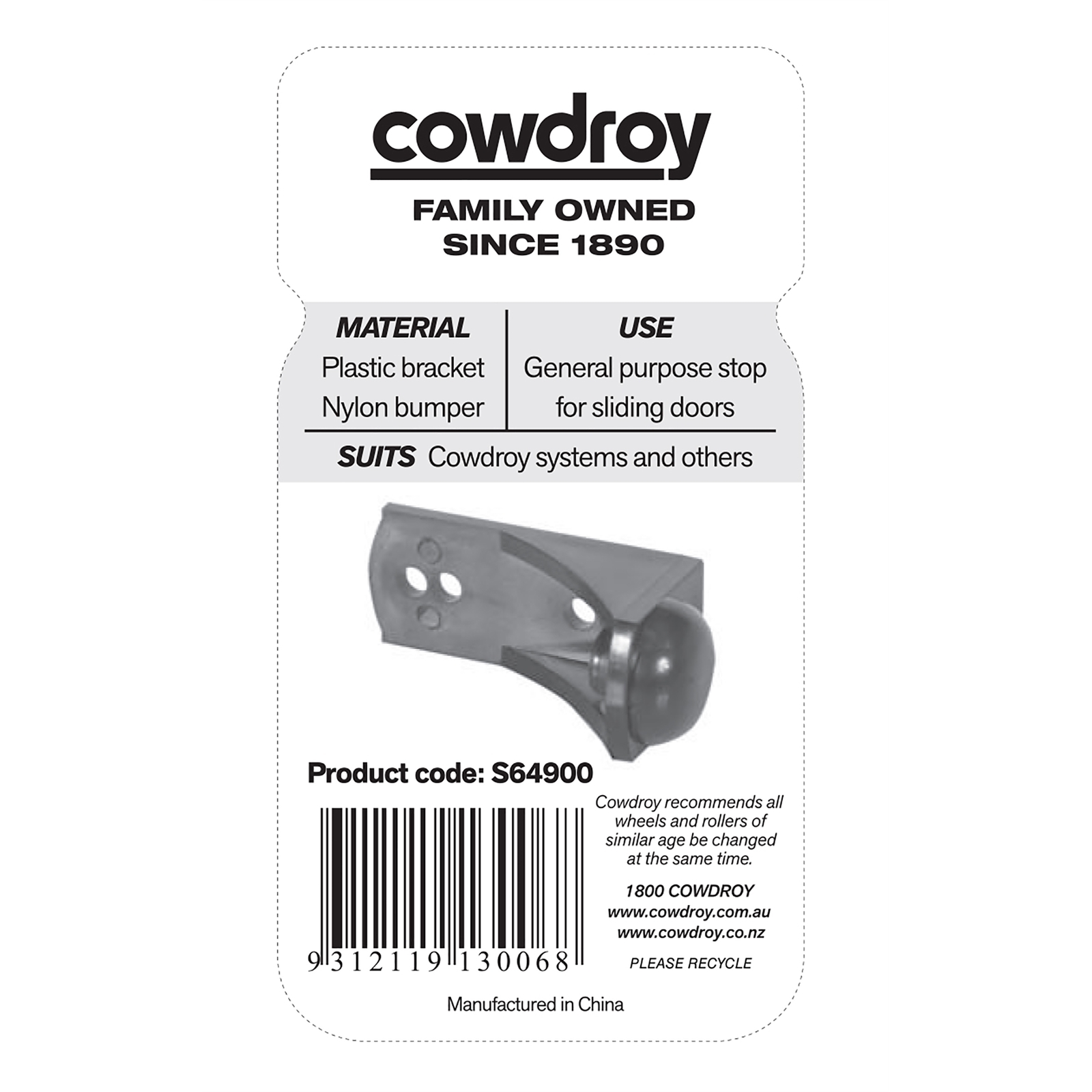 Cowdroy Black Sliding Track Door Stop 3 Cowdroy Black Sliding Track Door Stop