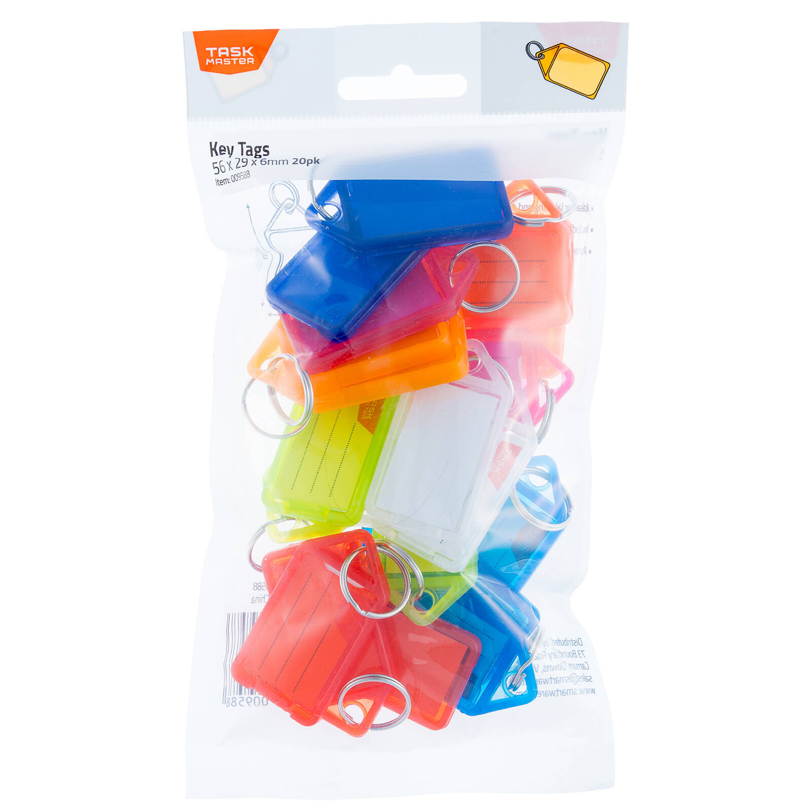 Taskmaster 56 x 29 x 6mm Key Tag with Key Ring - 20 Pack