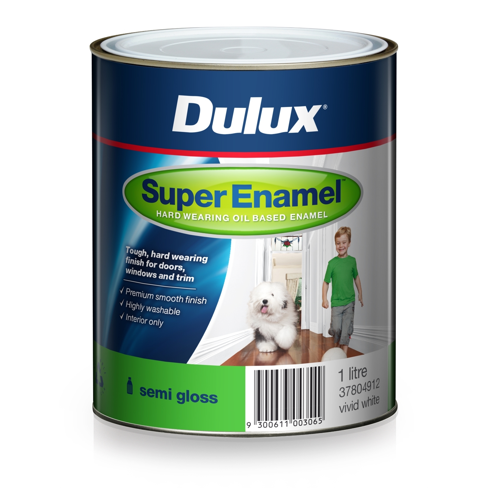 Dulux 1L Super Enamel Paint Semi Gloss Vivid White