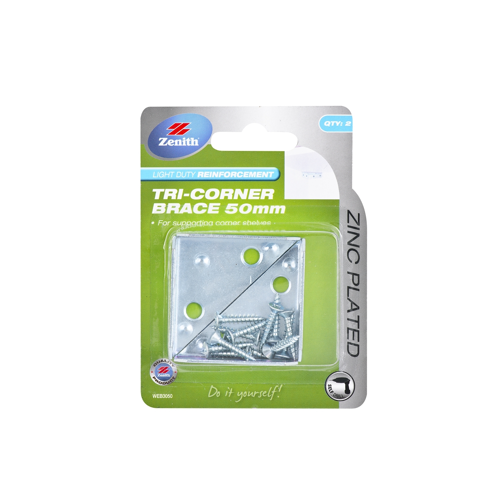 Zenith 50 x 15 x 1.8mm Tri Corner Brace - 2 Pack