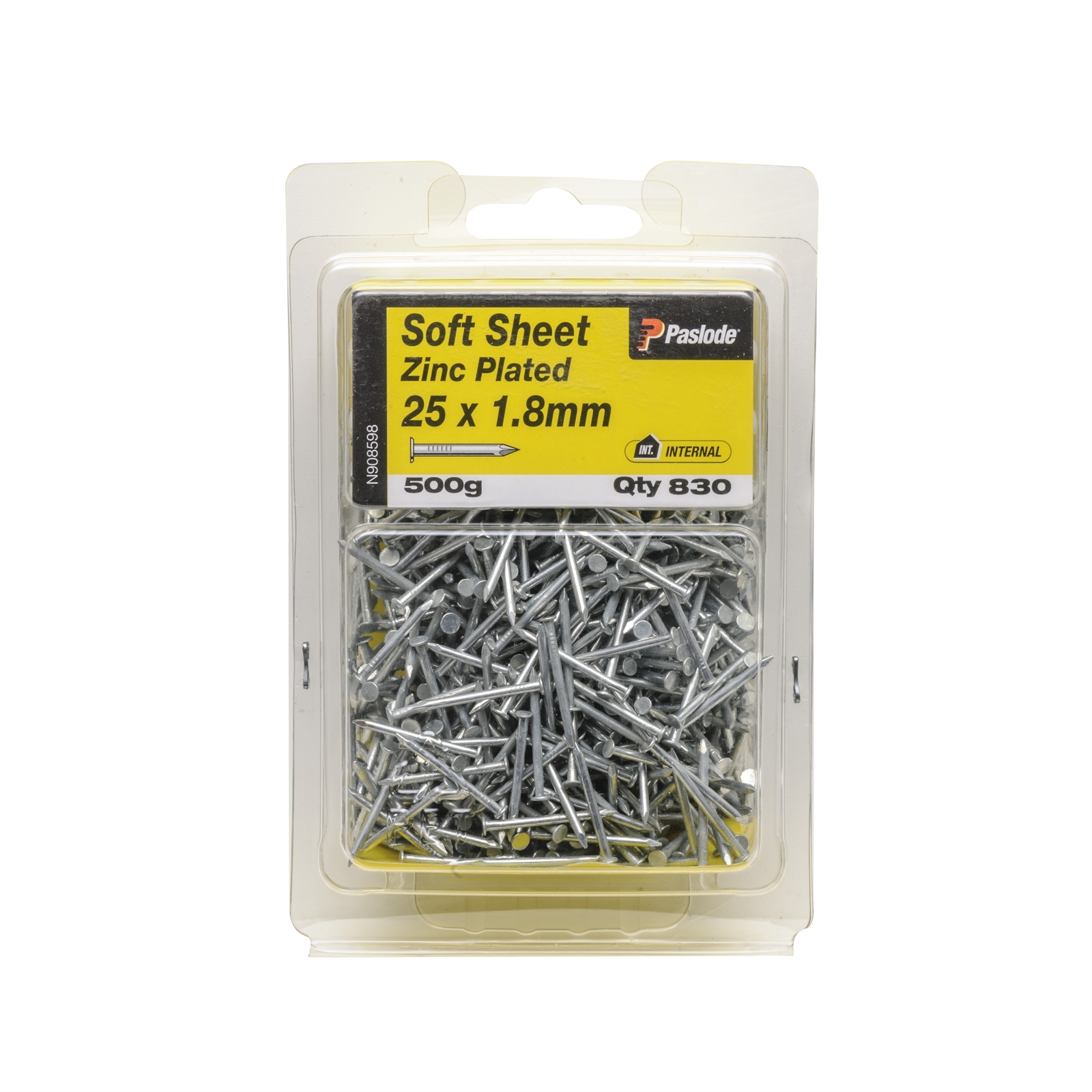 Paslode 25 x 1.8mm 500g Zinc Plated Soft Sheet Nail - 830 Pack