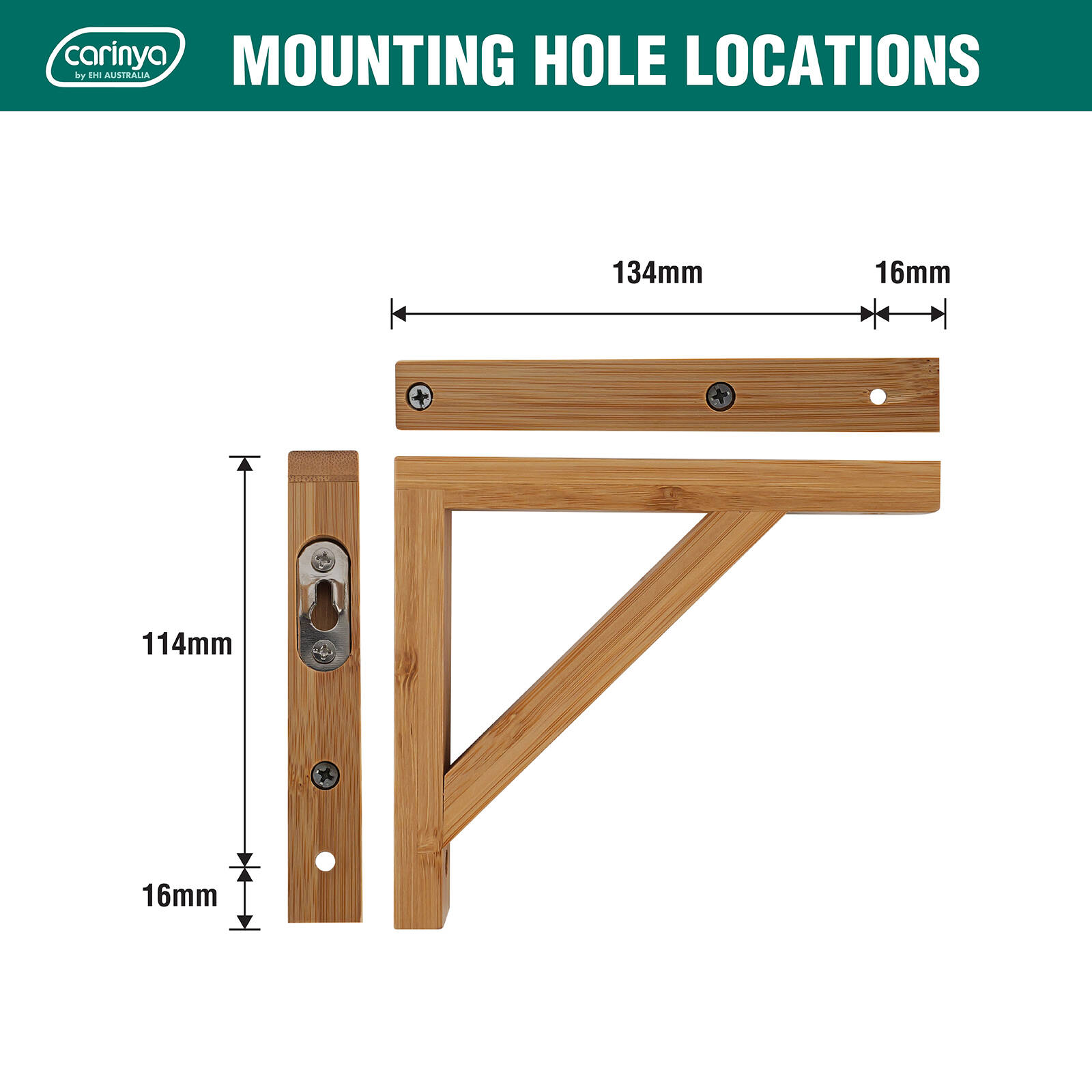 Carinya 150 x 130mm Varnished Bamboo Stayed Bracket 6 Carinya 150 x 130mm Varnished Bamboo Stayed Bracket