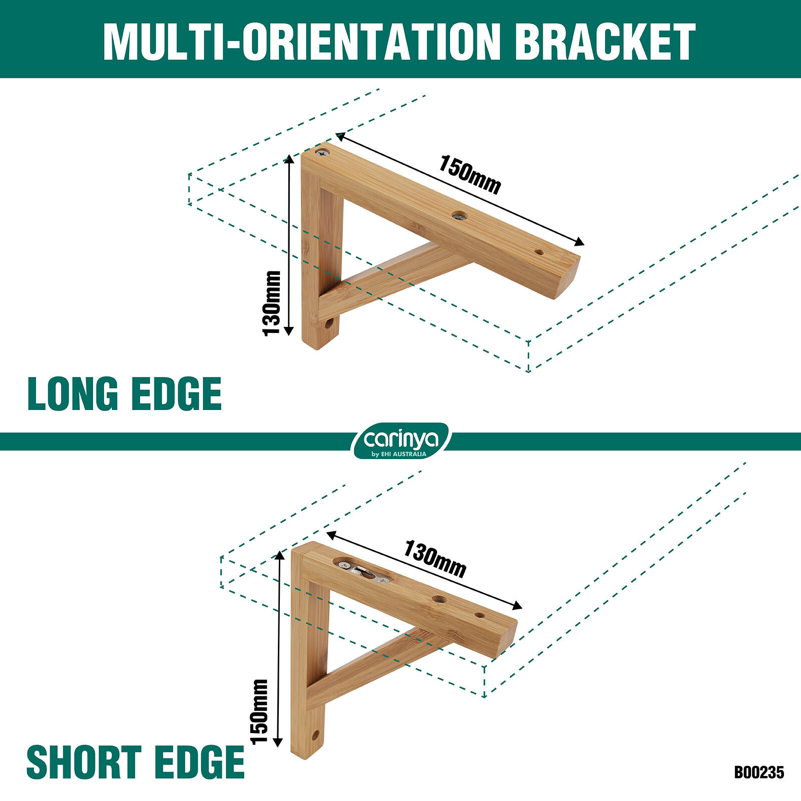 Carinya 150 x 130mm Varnished Bamboo Stayed Bracket 7 Carinya 150 x 130mm Varnished Bamboo Stayed Bracket