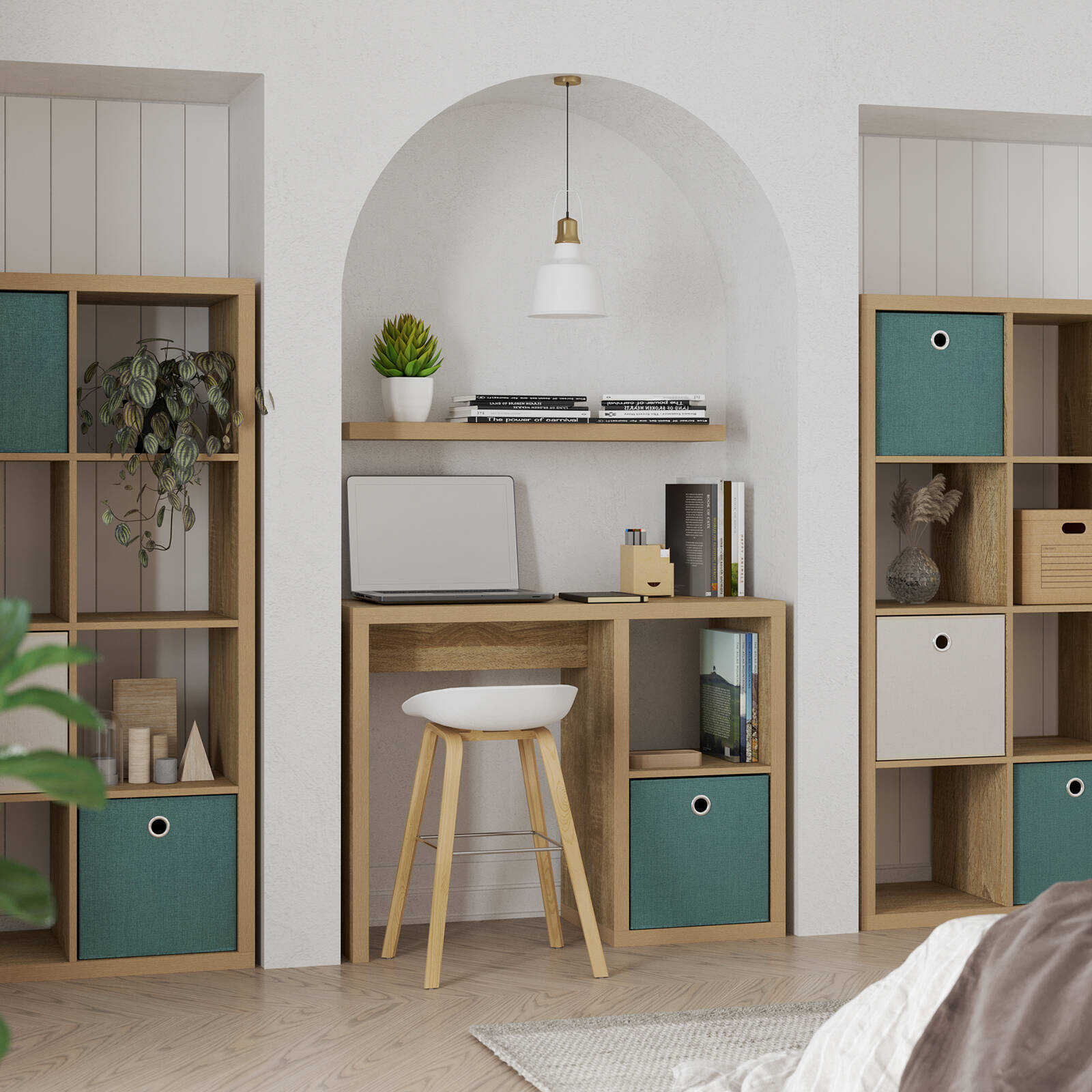 Flexi Storage Clever Cube Oak 1 x 2 Cube Storage Desk