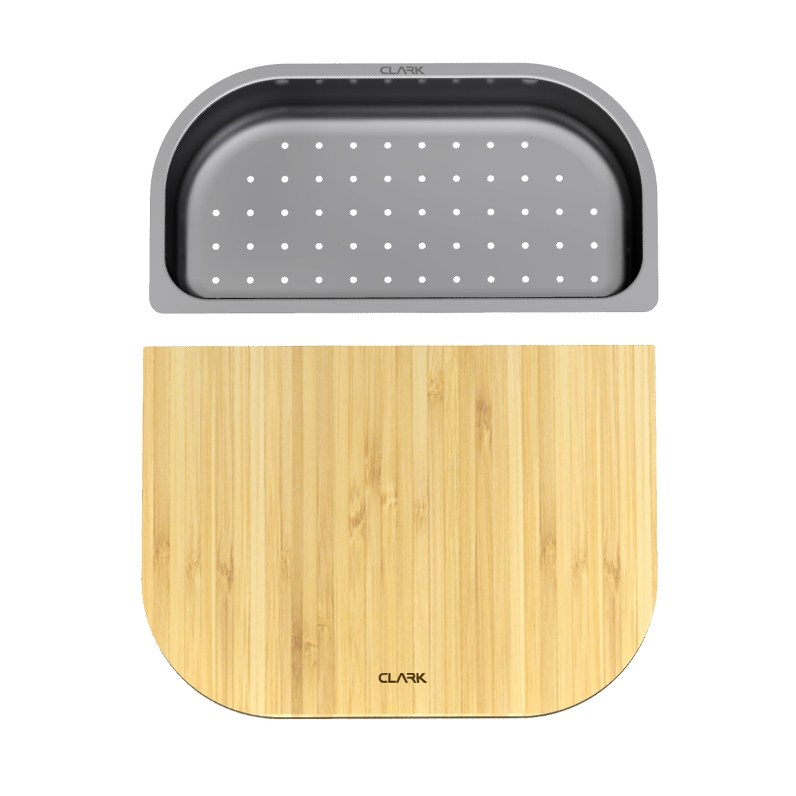 Clark Bamboo / Stainless Steel 1/2 Prep Board And Colander Sink Accessory