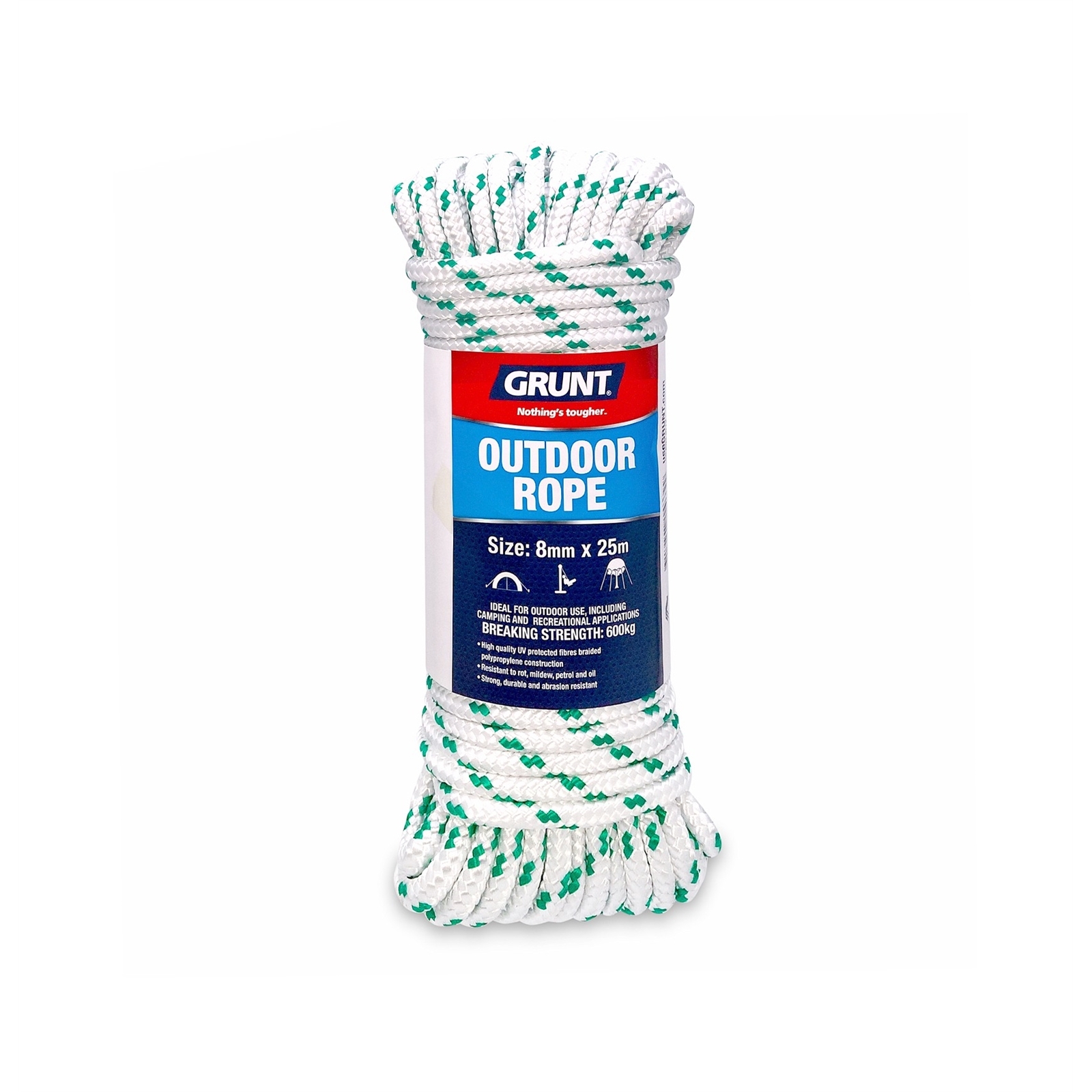 Grunt 8mm x 25m White And Green Outdoor Rope