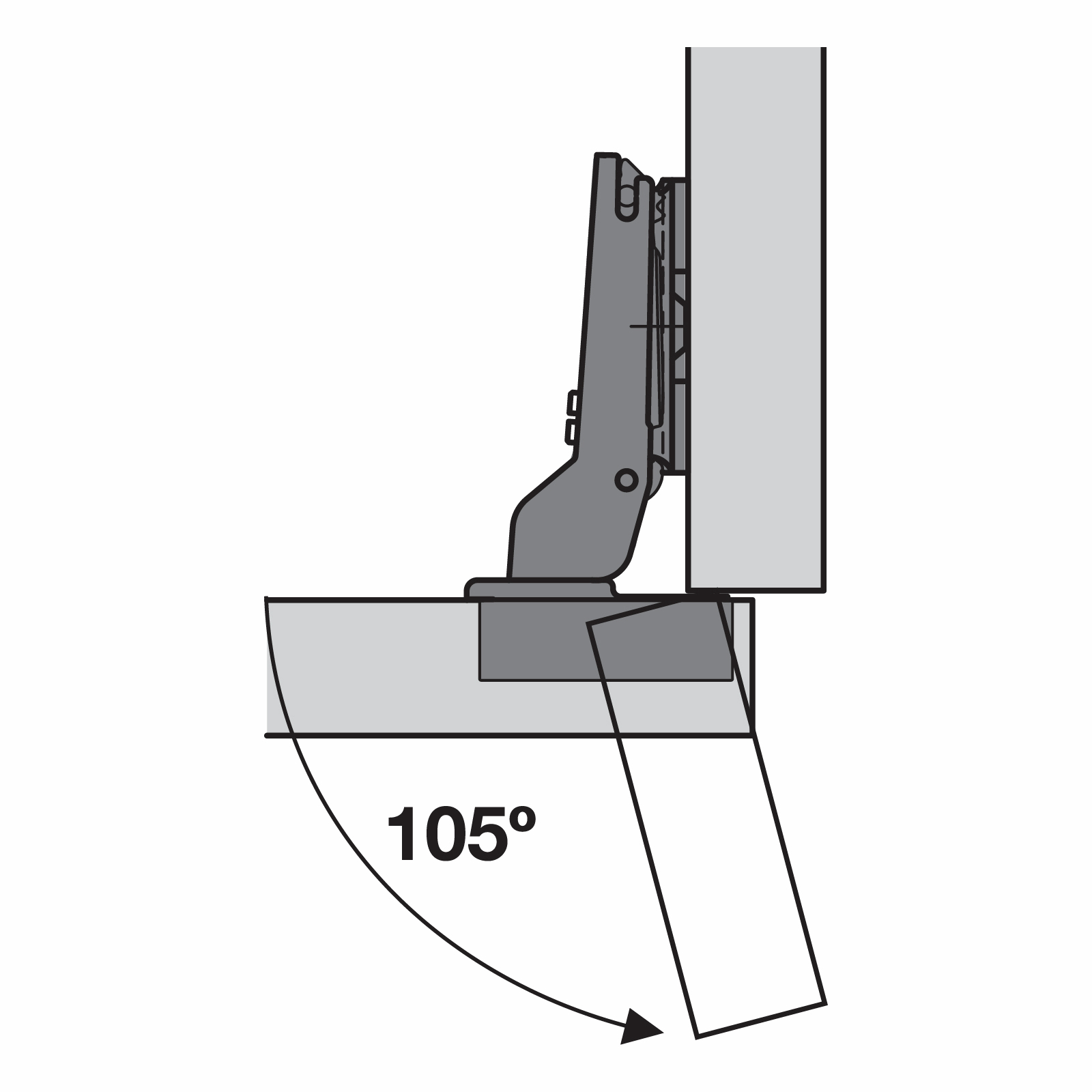 Hafele 105° Half Overlay Clip On Hinge - 1 Pair