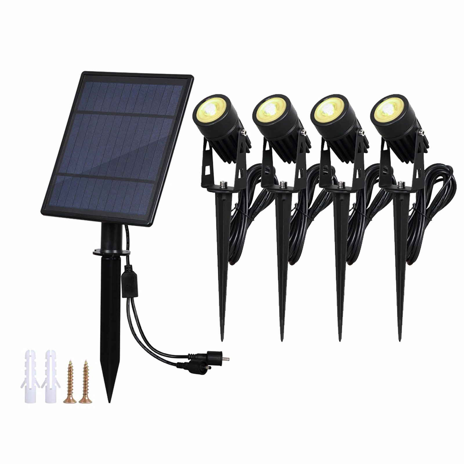 Gardenglo 400lm Solar Powered 4 x LED Spotlights