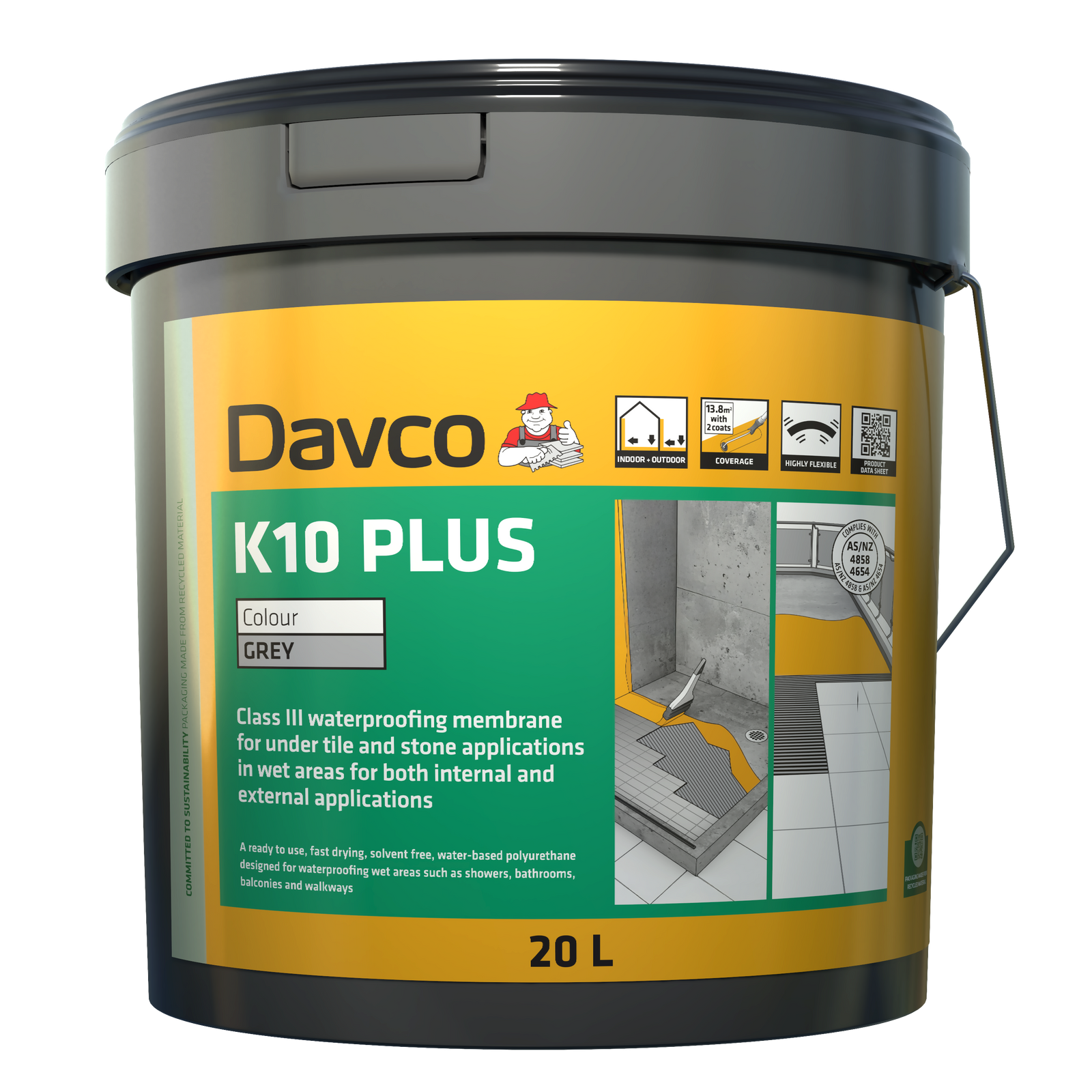 Davco 20L Grey K10 Plus Waterproofing Agent