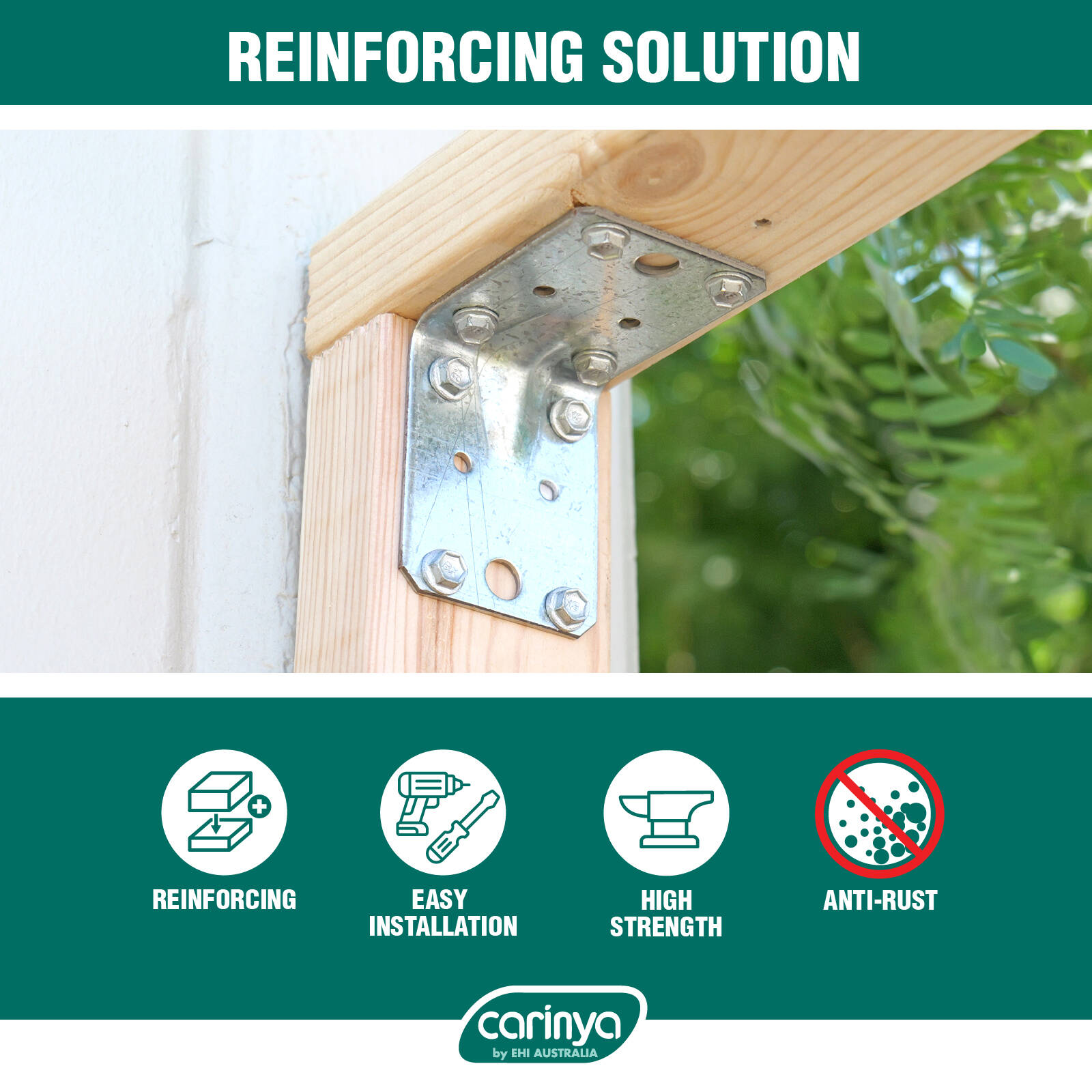 Carinya 150 x 20 x 20 x 2mm Zinc Plated Reinforcing Angle Bracket 6 Carinya 150 x 20 x 20 x 2mm Zinc Plated Reinforcing Angle Bracket