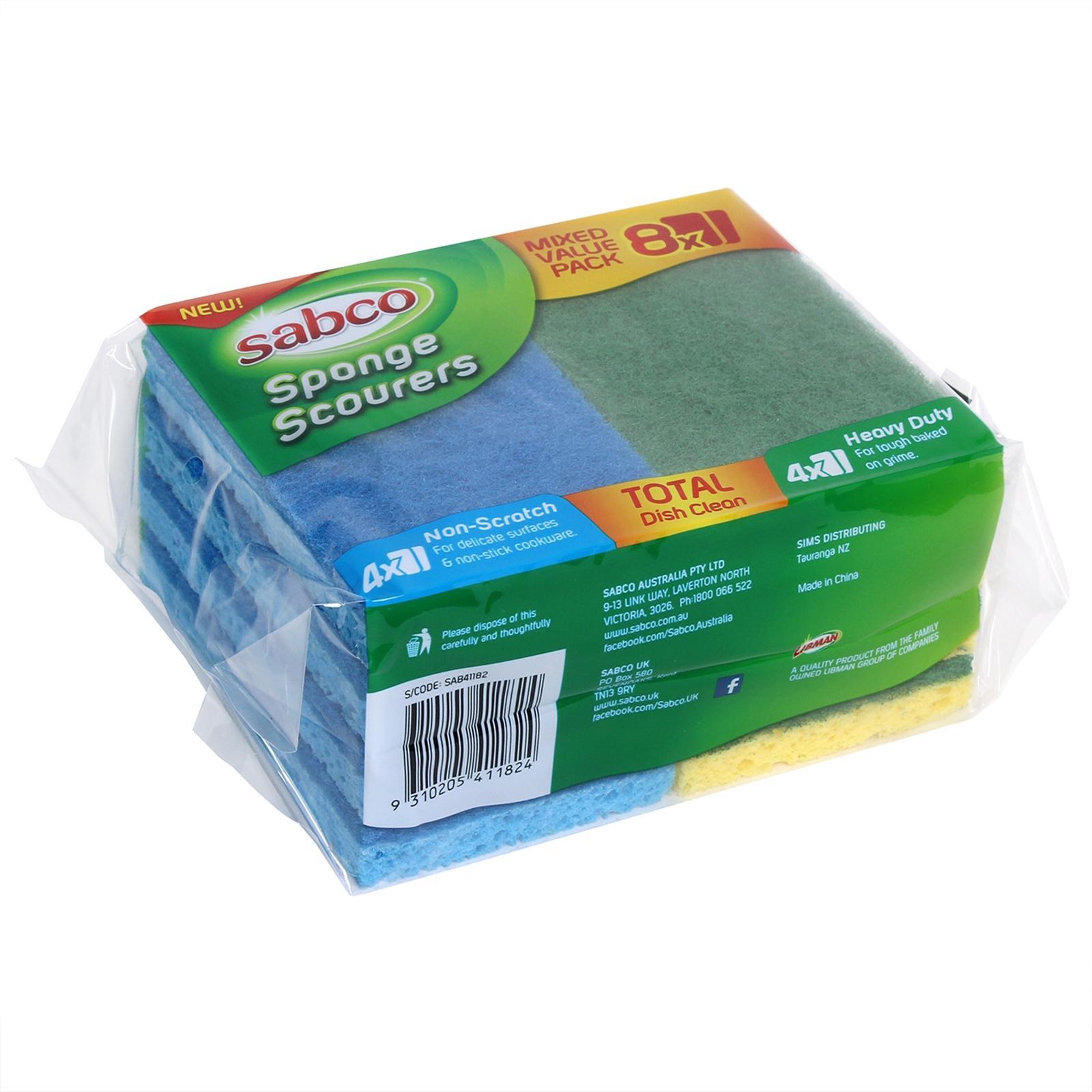 Sabco Cellulose Sponge Scourers - Mixed Value 8 Pack