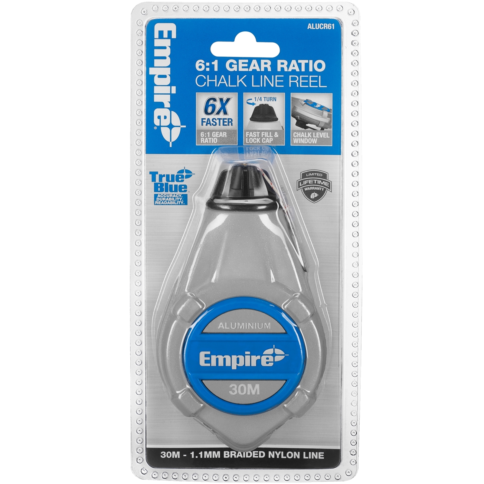 Empire 30m 6:1 Gear Ratio Aluminum Chalk Reel