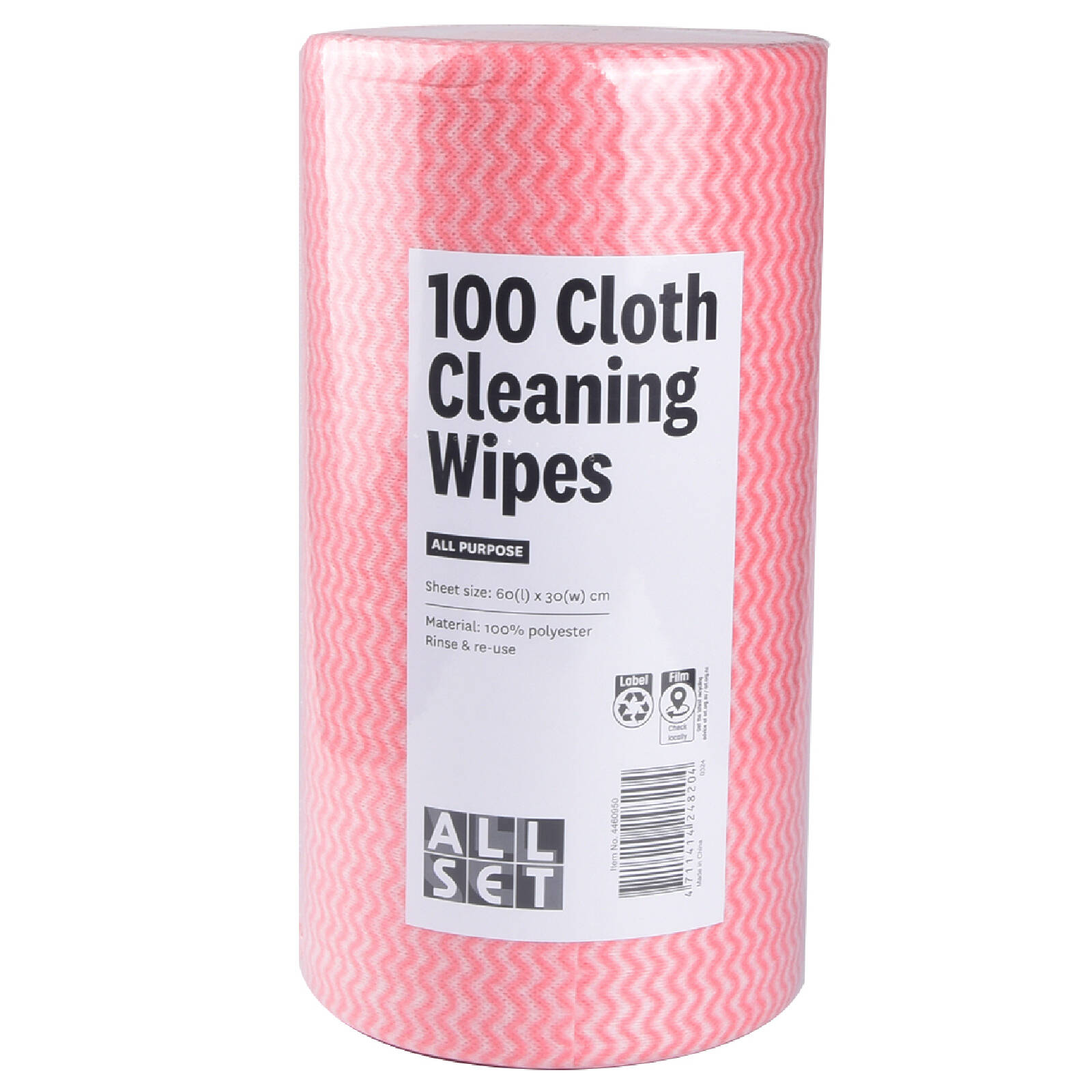 All Set 60 x 30cm All Purpose Wipes On a Roll - 100 Pack