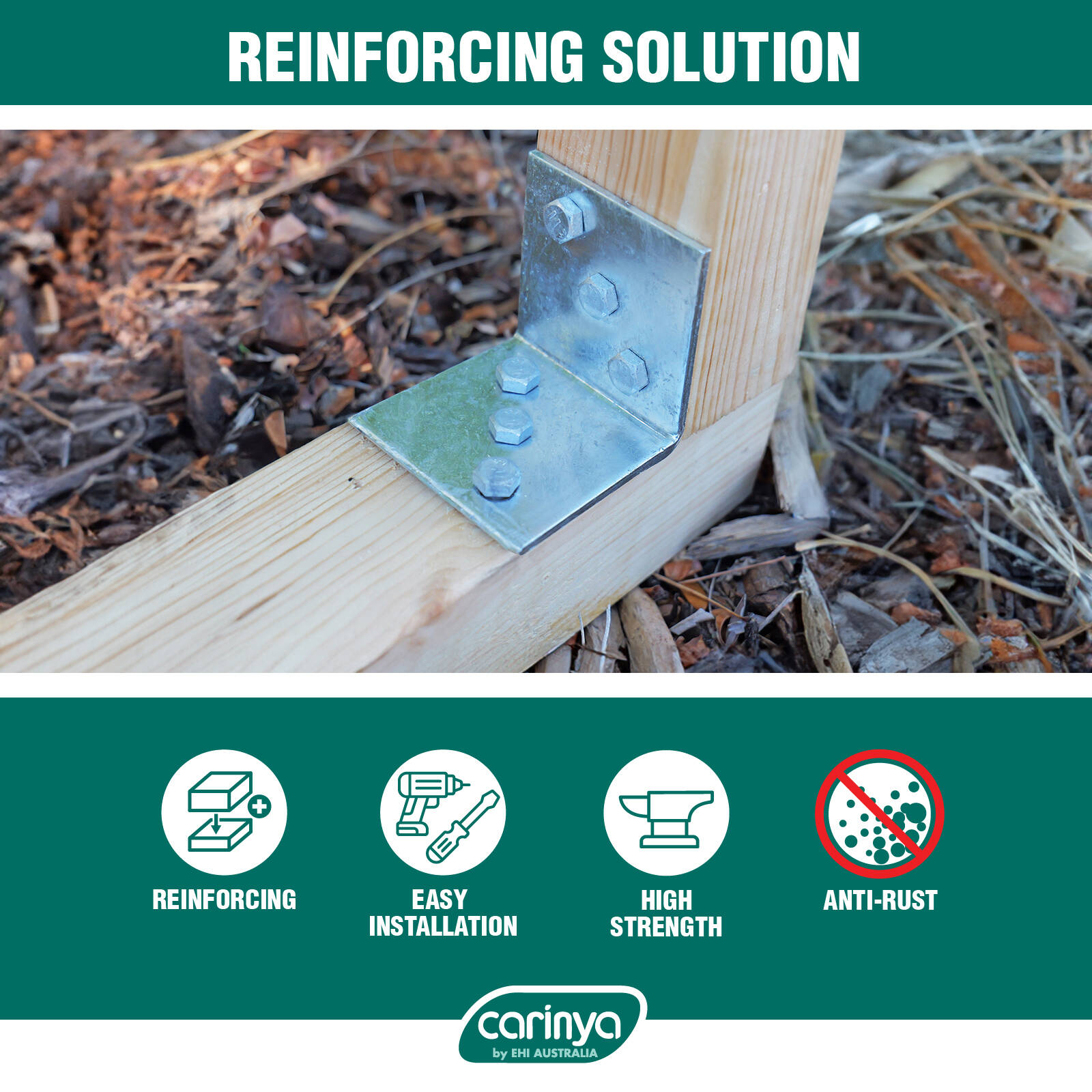 Carinya 40 x 40 x 40 x 3.5mm Zinc Plated Reinforcing Angle Bracket - 4 Pack 7 Carinya 40 x 40 x 40 x 3.5mm Zinc Plated Reinforcing Angle Bracket - 4 Pack