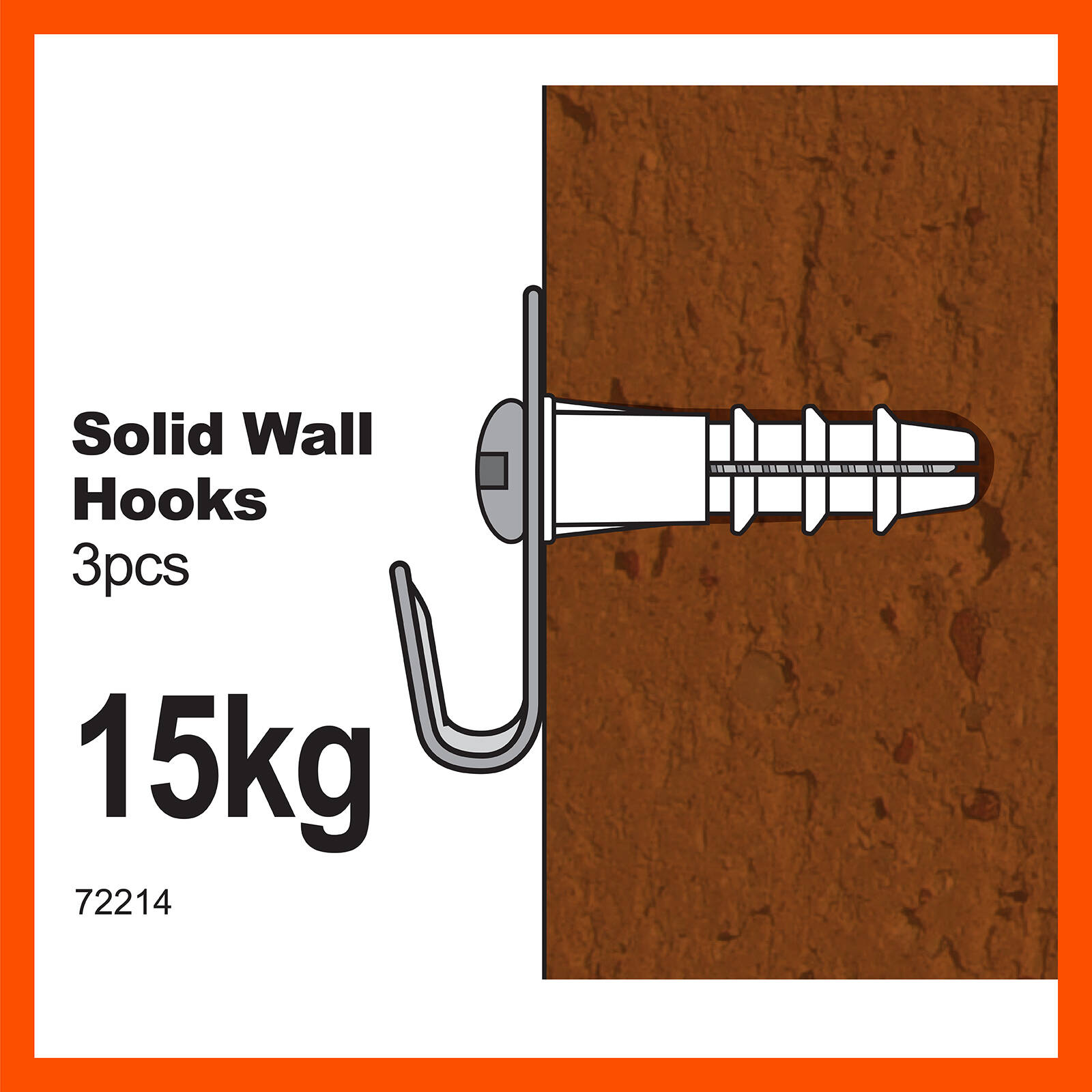 Everhang 15kg Solid Wall Picture Hanging Hook - 3 Pack 3 Everhang 15kg Solid Wall Picture Hanging Hook - 3 Pack