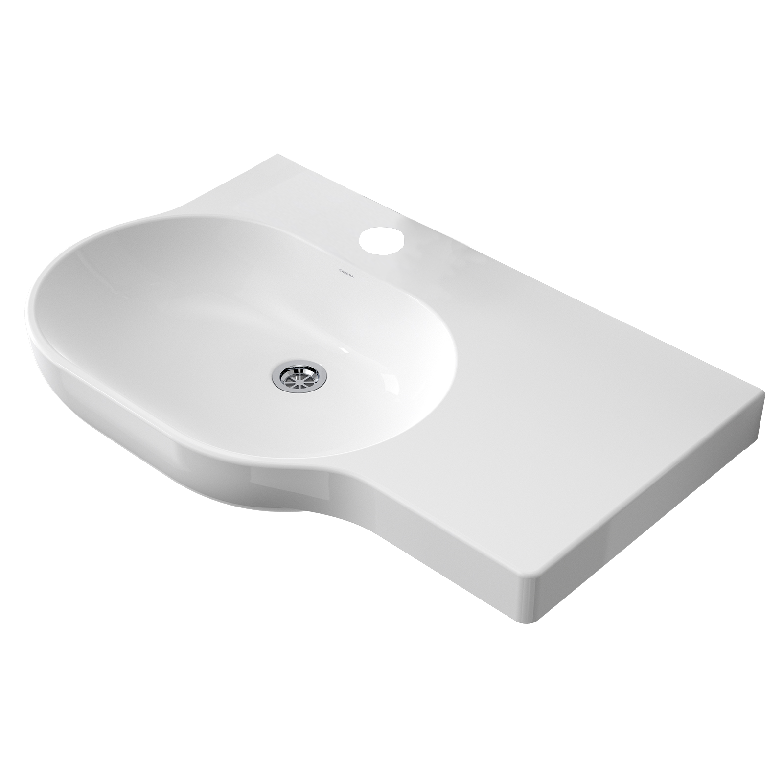 Caroma 720mm White Opal Right Hand One Tap Hole Wall Basin