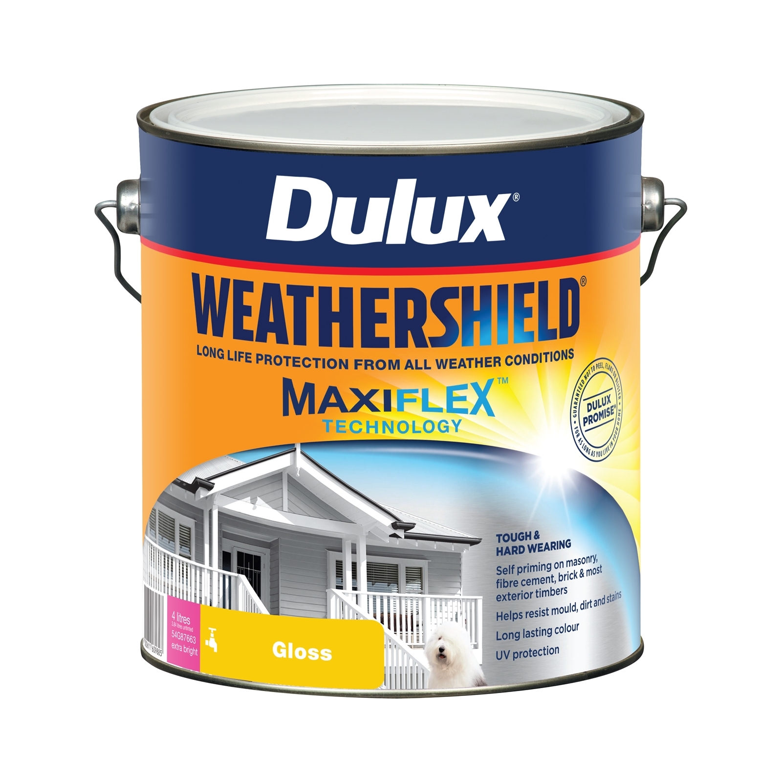 Dulux 4L Extra Bright Gloss Weathershield Exterior Paint - 4L