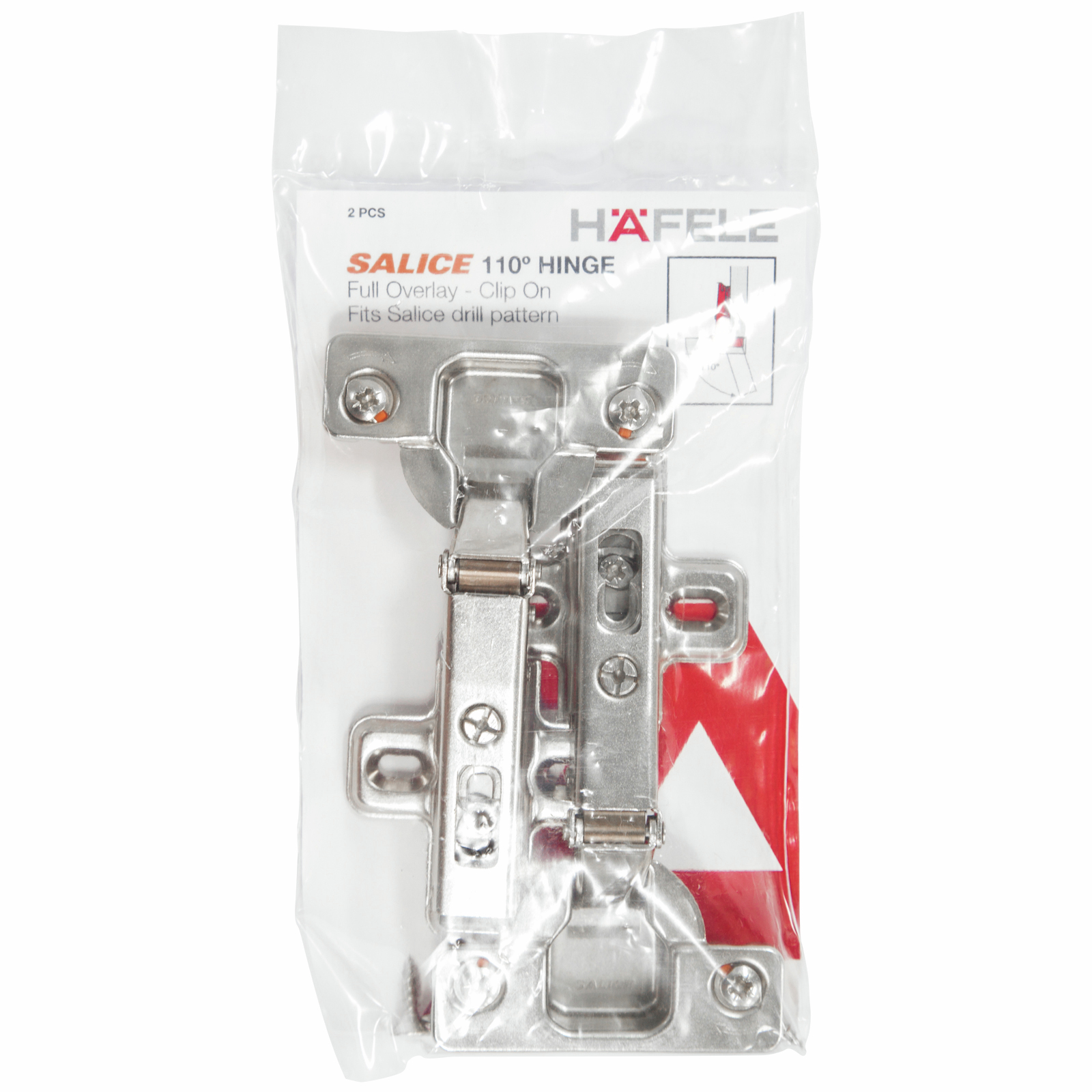 Hafele Salice 110° Hinge Full Overlay With Dowels - 1 Pair 3 Hafele Salice 110° Hinge Full Overlay With Dowels - 1 Pair