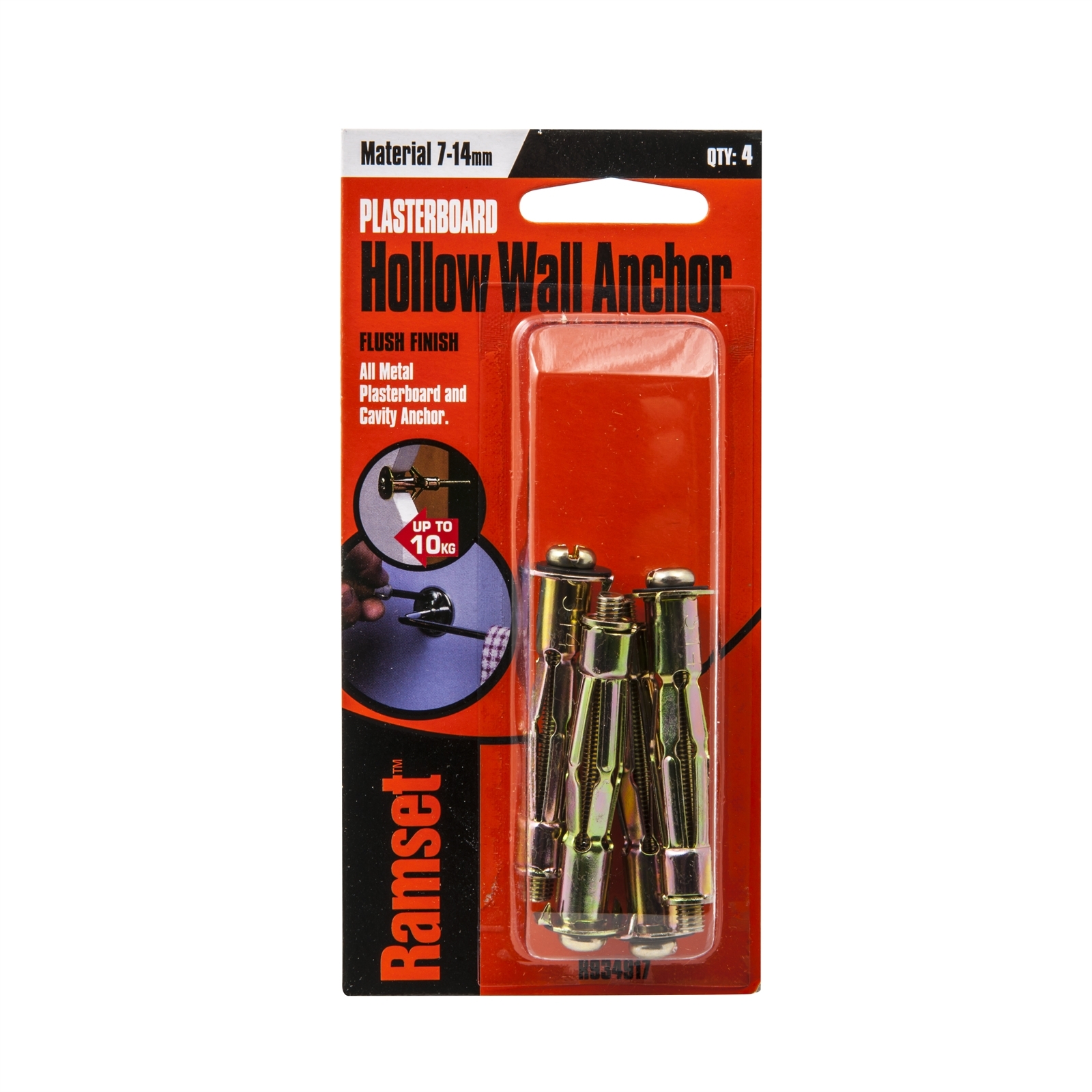 Ramset M5 x 9mm Plasterboard Hollow Wall Anchor - 4 Pack