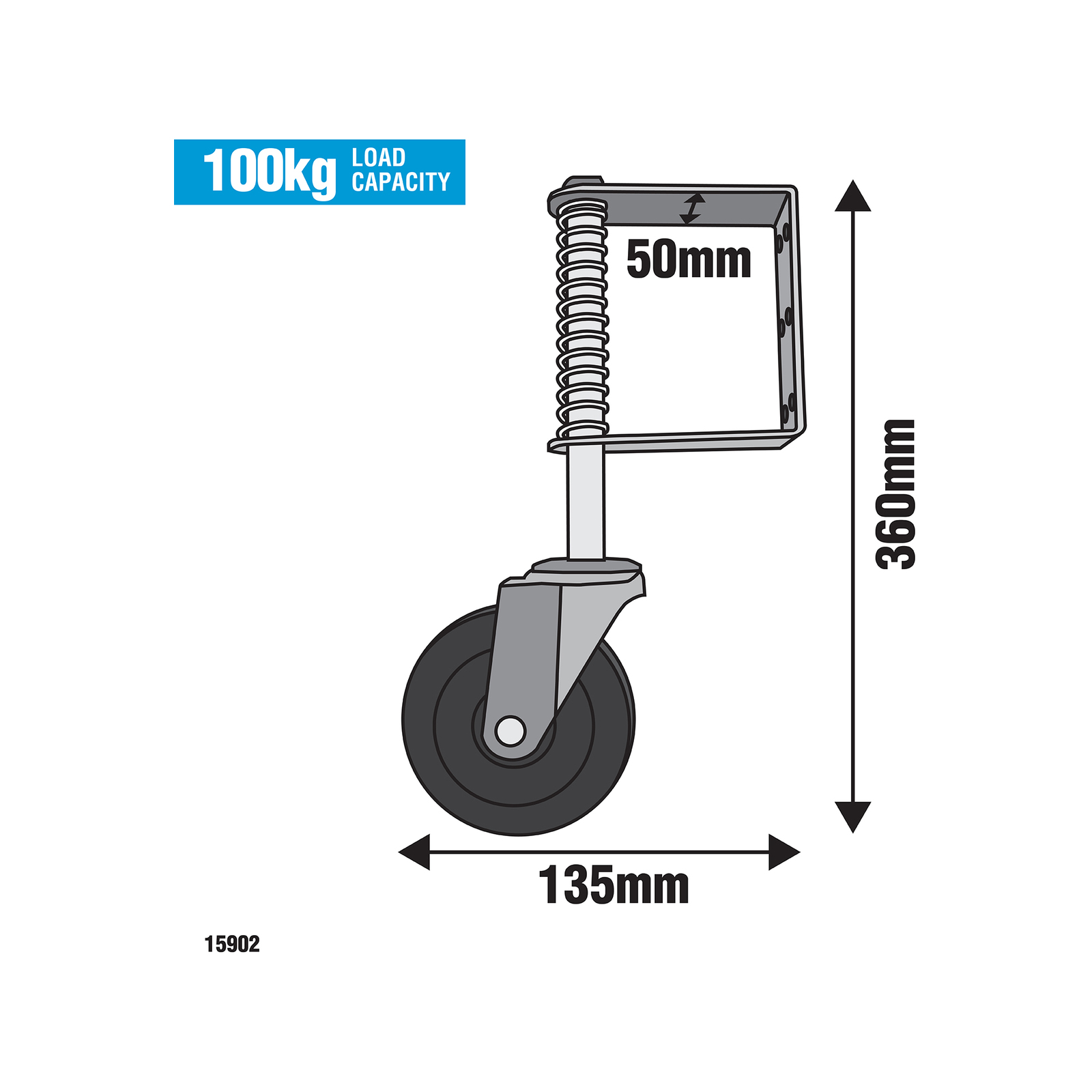 Easyroll 125mm 100kg Swivel Gate Castor 4 Easyroll 125mm 100kg Swivel Gate Castor