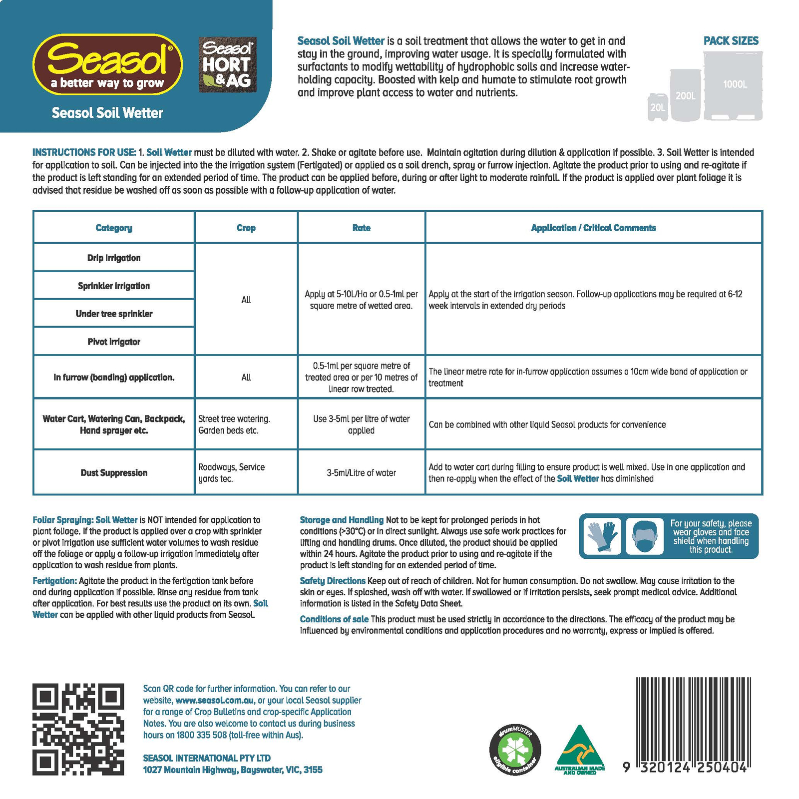Seasol 20L Soil Wetter
