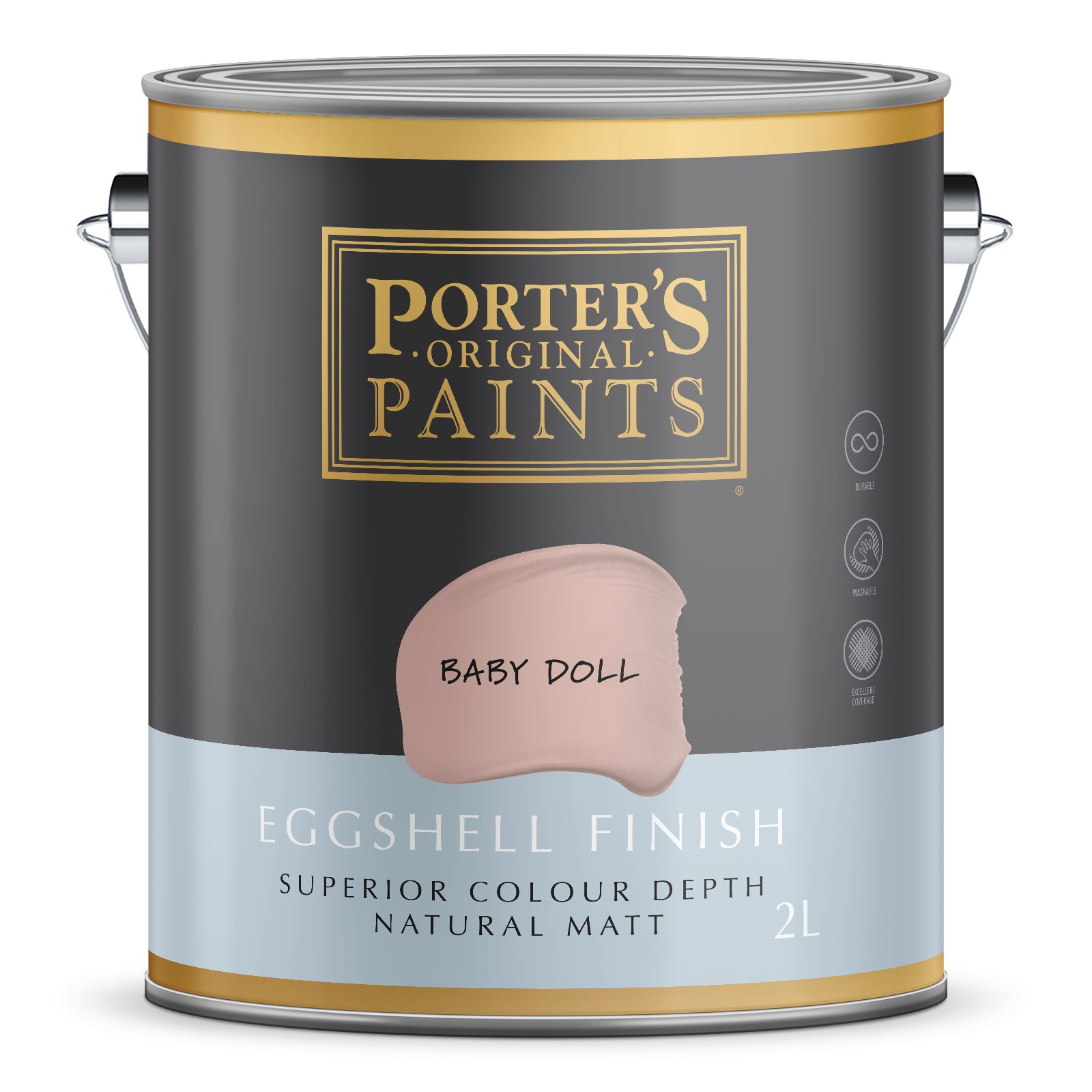 Porter's 2L Baby Doll Eggshell Finish Broadwall Washable Paint