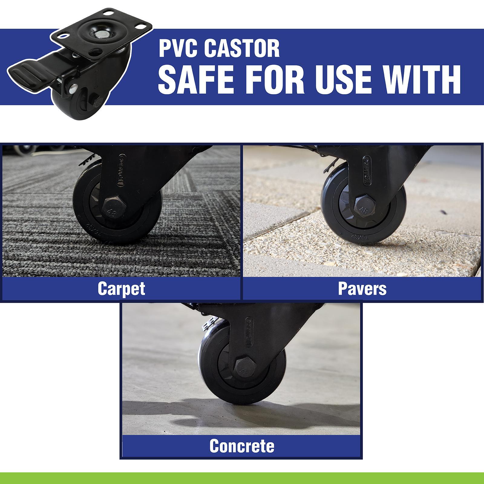 Easyroll 100mm Black PVC Fixed Castor 6 Easyroll 100mm Black PVC Fixed Castor