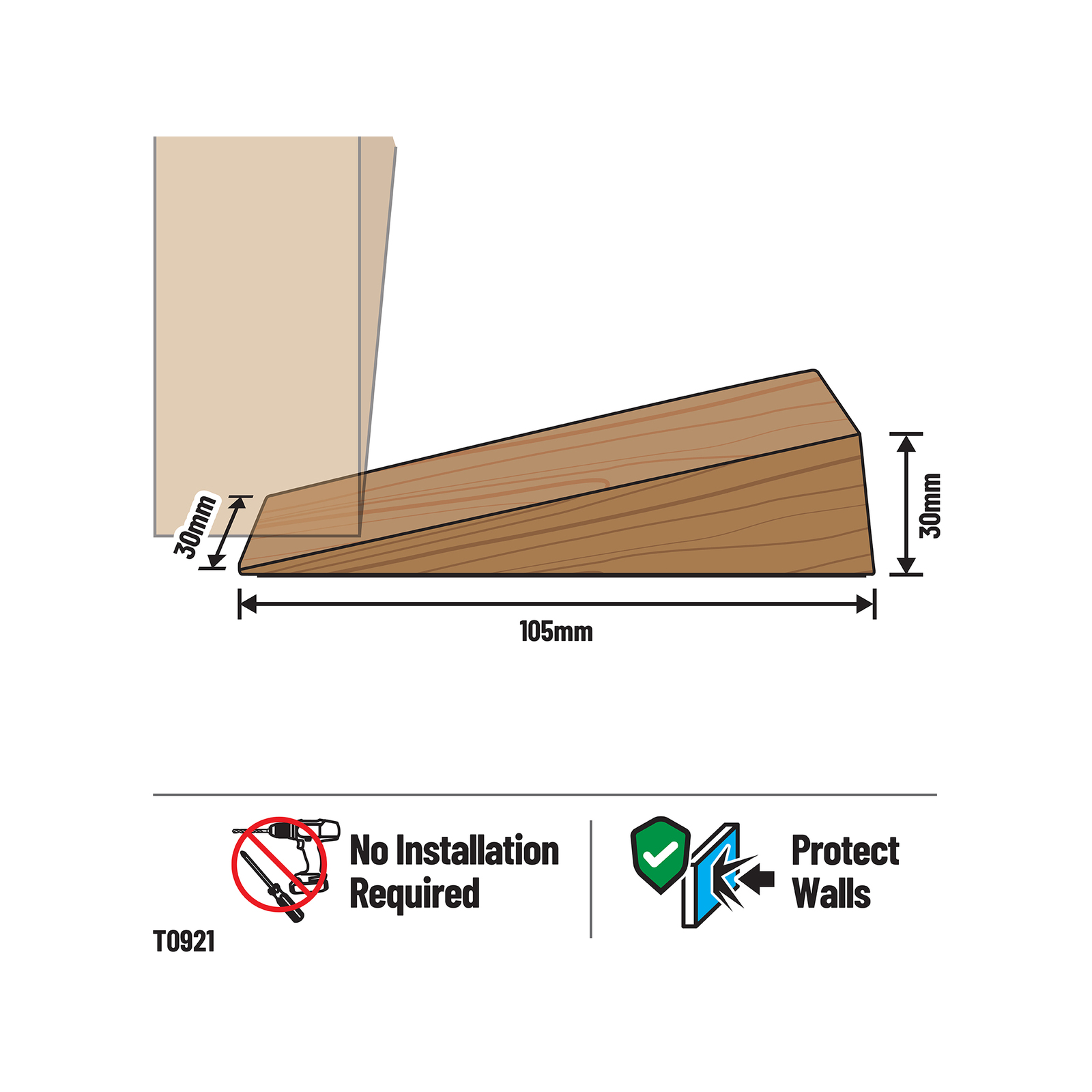 Adoored Small Dark Timber Door Wedge