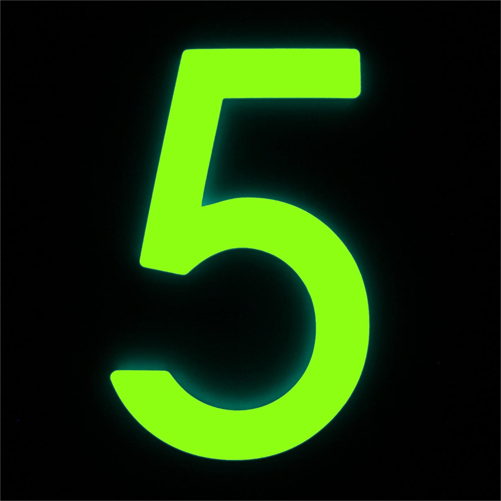 Sandleford 90mm Glow In Dark Acrylic House Number 5