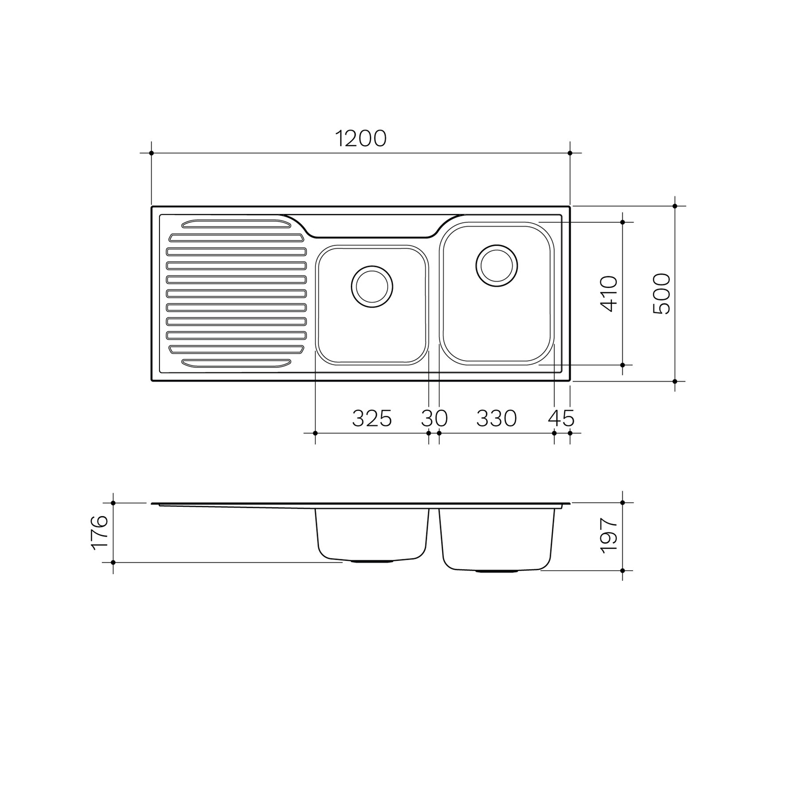 Clark Monaco 1.75 Right Hand Bowl Sink with No Tap Hole 3 Clark Monaco 1.75 Right Hand Bowl Sink with No Tap Hole