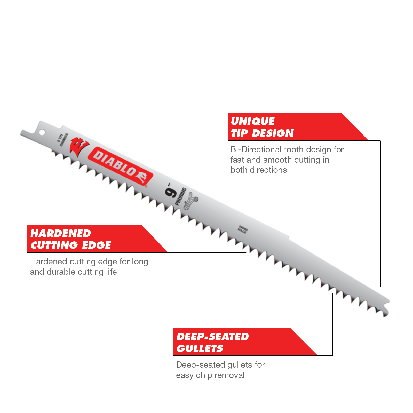 Diablo 9" Fleam Ground Reciprocating Saw Blades for Pruning - 5 Pack