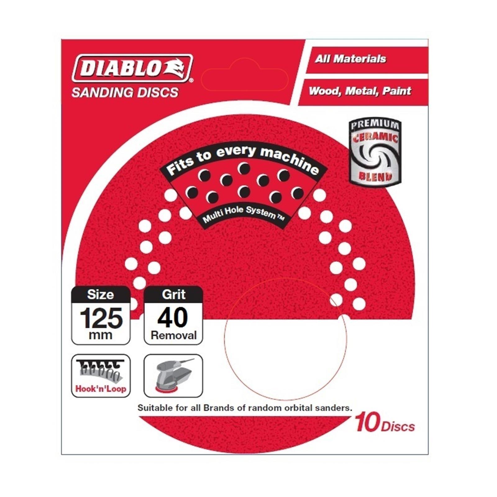 Diablo 125mm 40 Grit Multi Surface Orbital Sanding Discs - 10 Pack