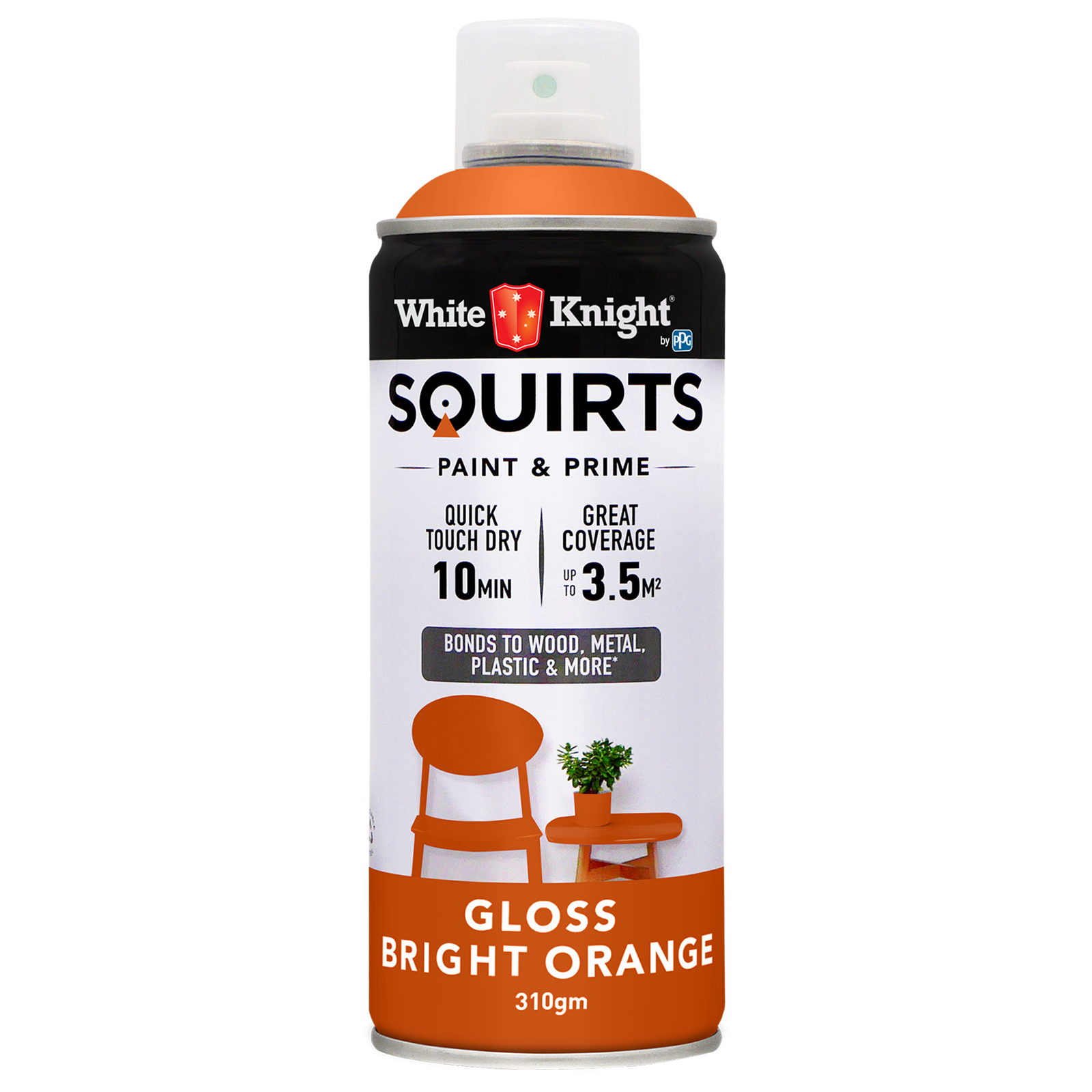 White Knight 310g Bright Orange Squirts Spray Paint