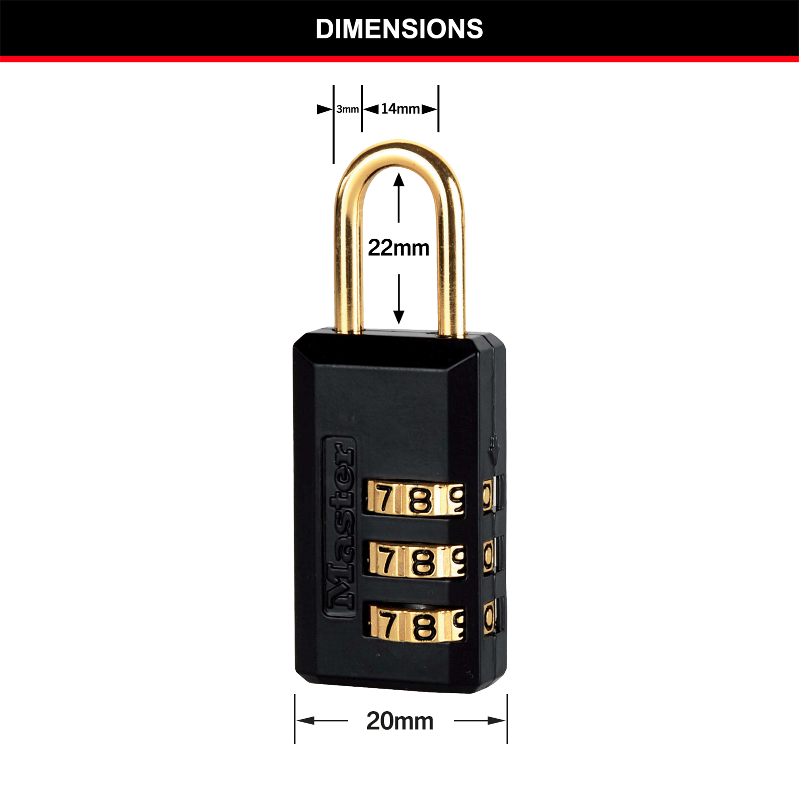 Master Lock 20mm Black Luggage Combination Padlock - 2 Pack 4 Master Lock 20mm Black Luggage Combination Padlock - 2 Pack
