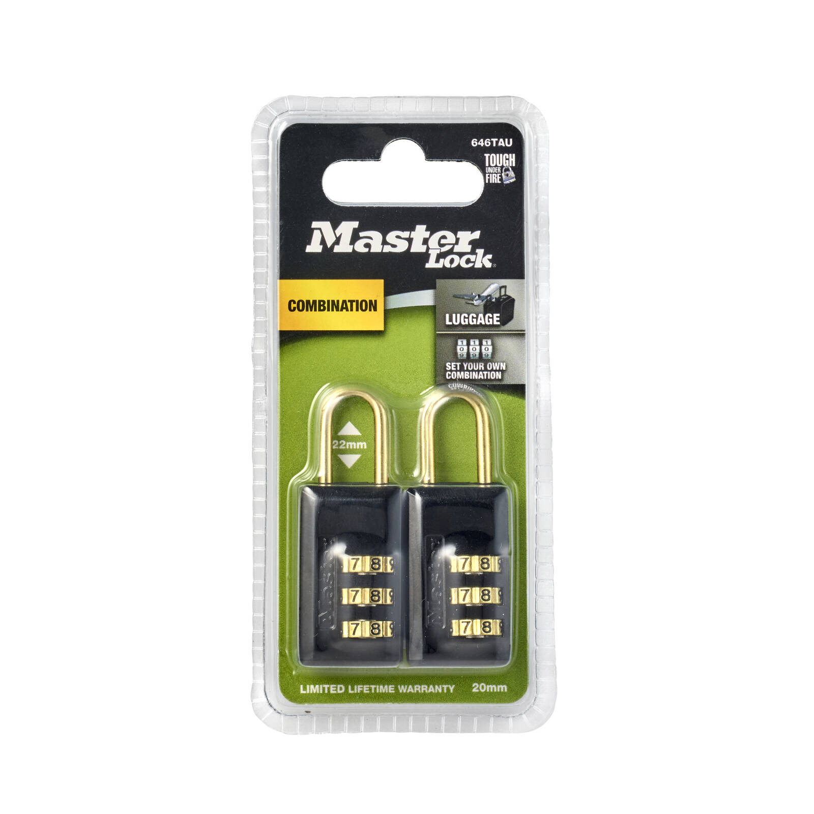 Master Lock 20mm Black Luggage Combination Padlock - 2 Pack 8 Master Lock 20mm Black Luggage Combination Padlock - 2 Pack