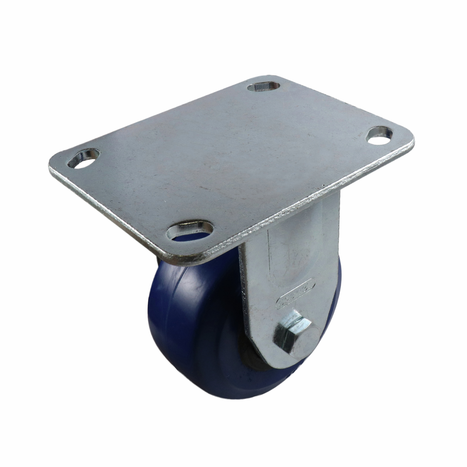 Easyroll 100mm Blue Rubber Fixed Plate Castor