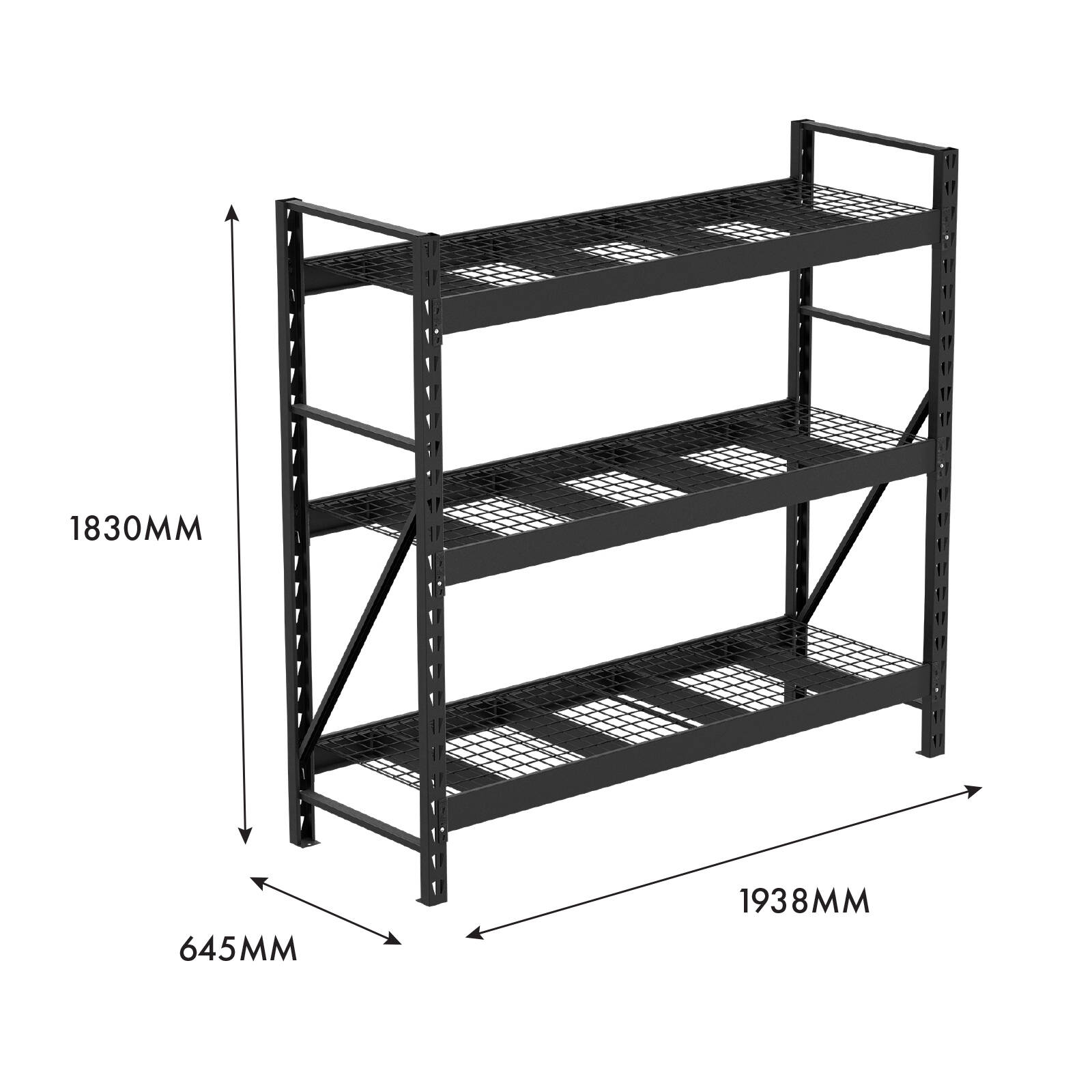 Rack It 1000kg 1938 x 1830 x 645mm Black 3 Shelf Starter Kit - 1830 x 1940 x 640mm 8 Rack It 1000kg 1938 x 1830 x 645mm Black 3 Shelf Starter Kit - 1830 x 1940 x 640mm