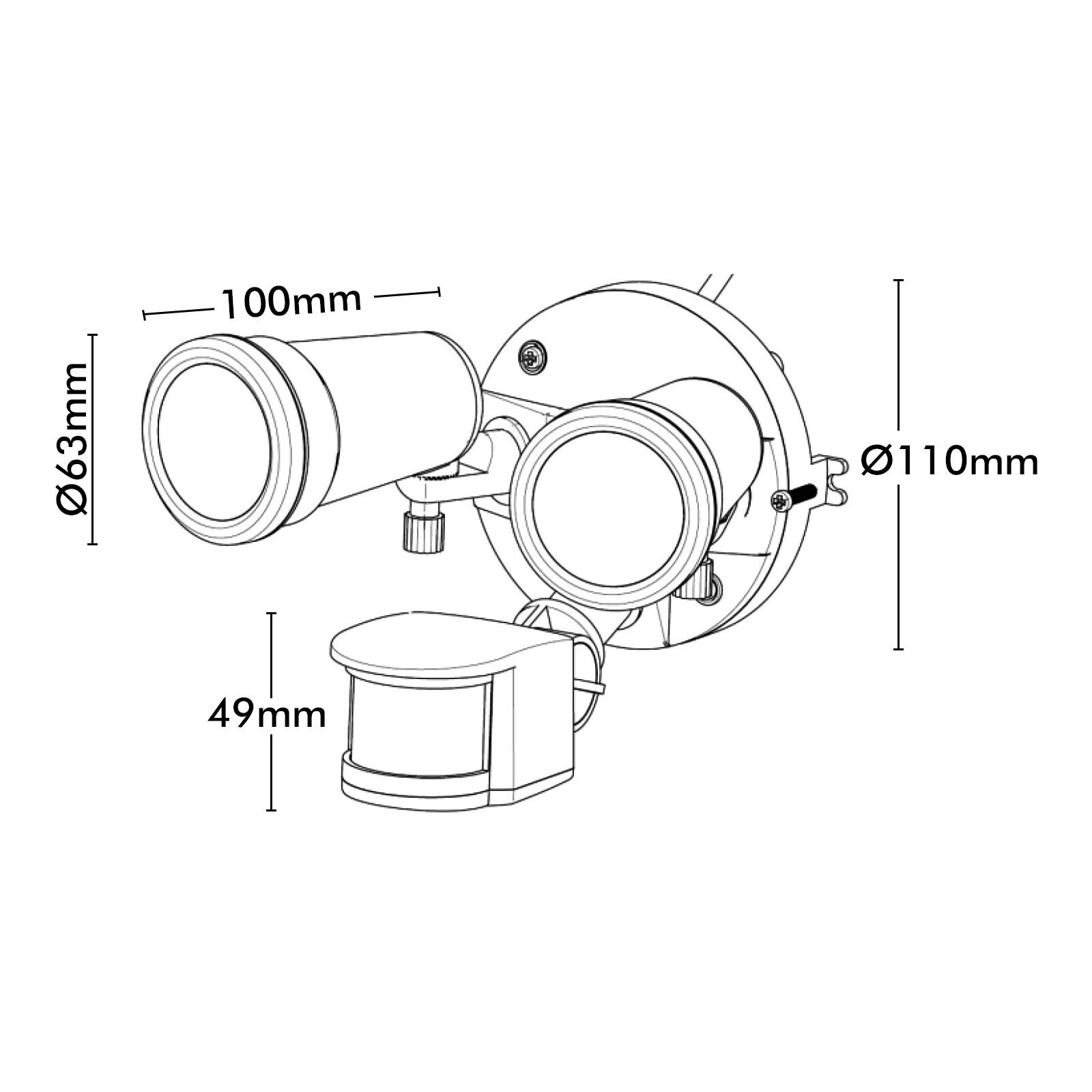 Brilliant 20W Black Trooper LED DIY Twin Flood Light With Motion Sensor