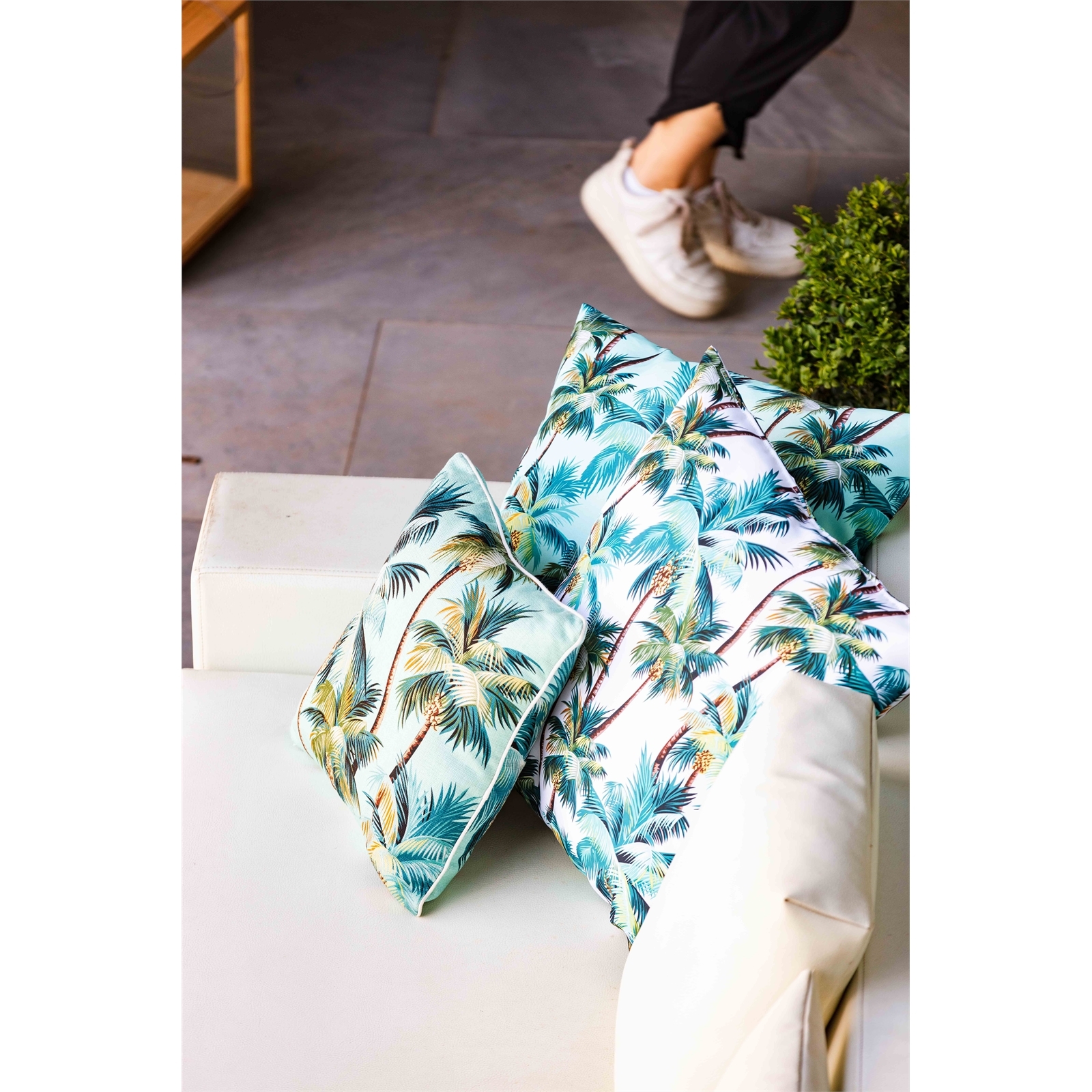 Mojo 60cm L.A. Palm White Cushion Cover