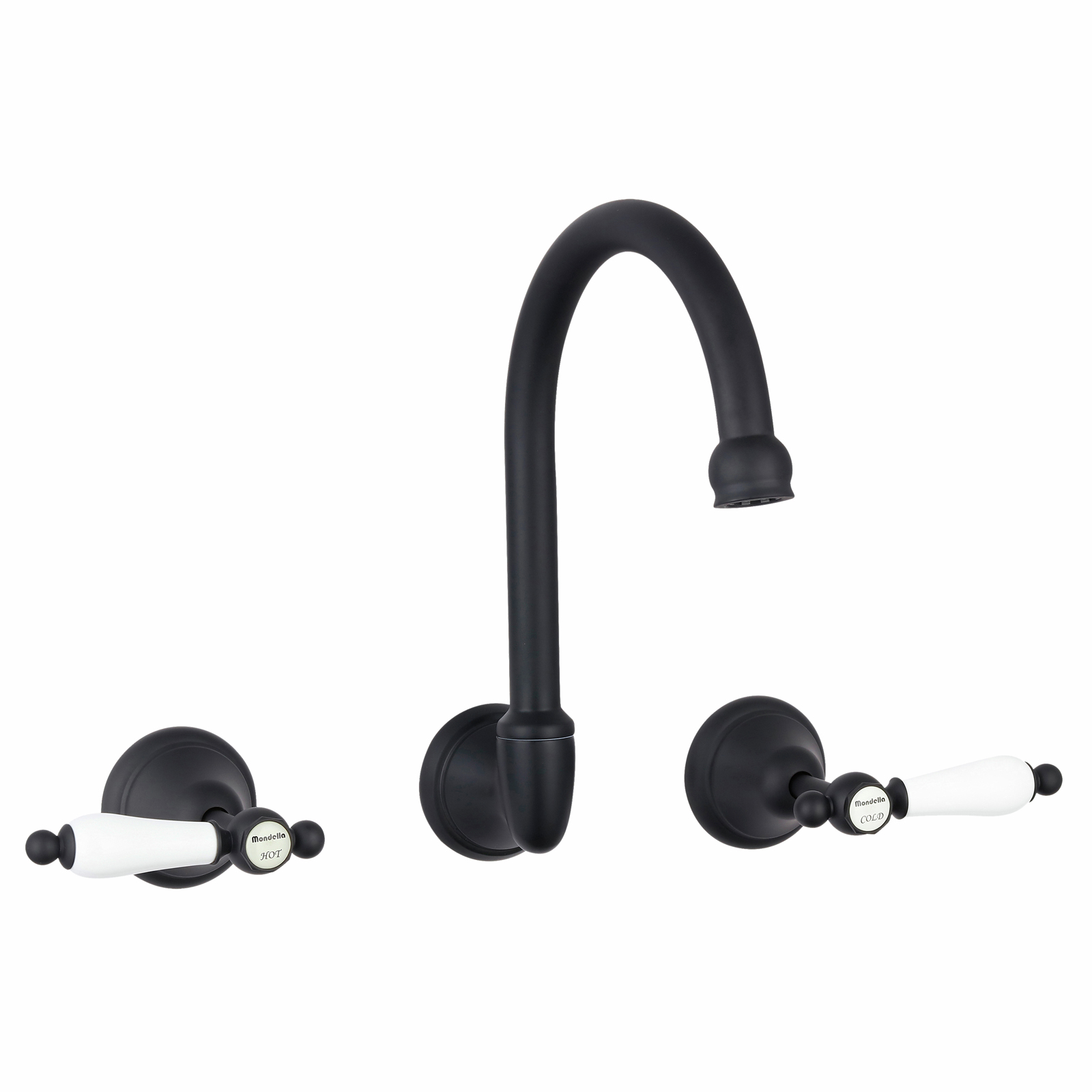 Mondella WELS 4 Star 7.5L/min Black Maestro Lever Handle Wall Sink Set