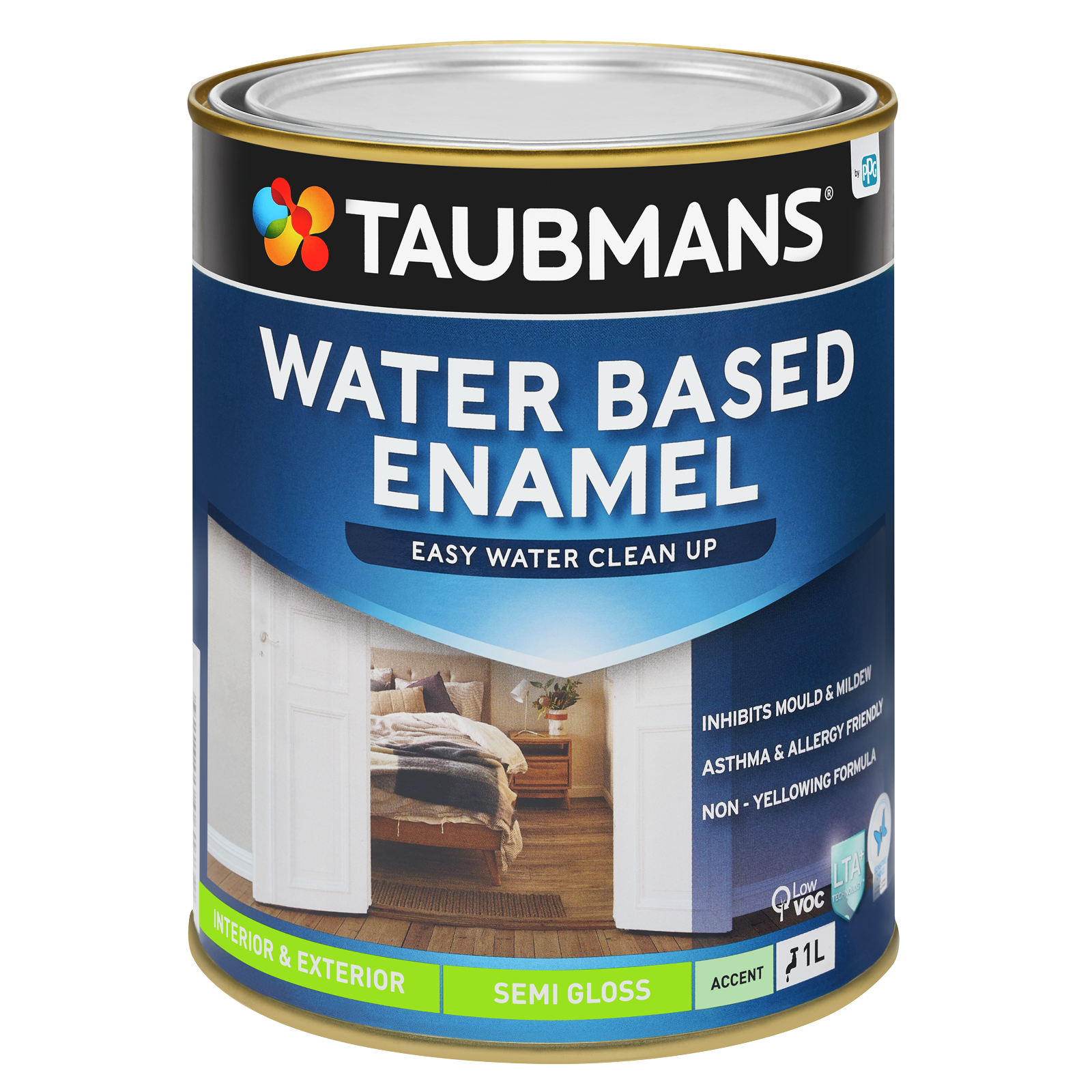 Taubmans 1L Accent Semi Gloss Water Based Enamel