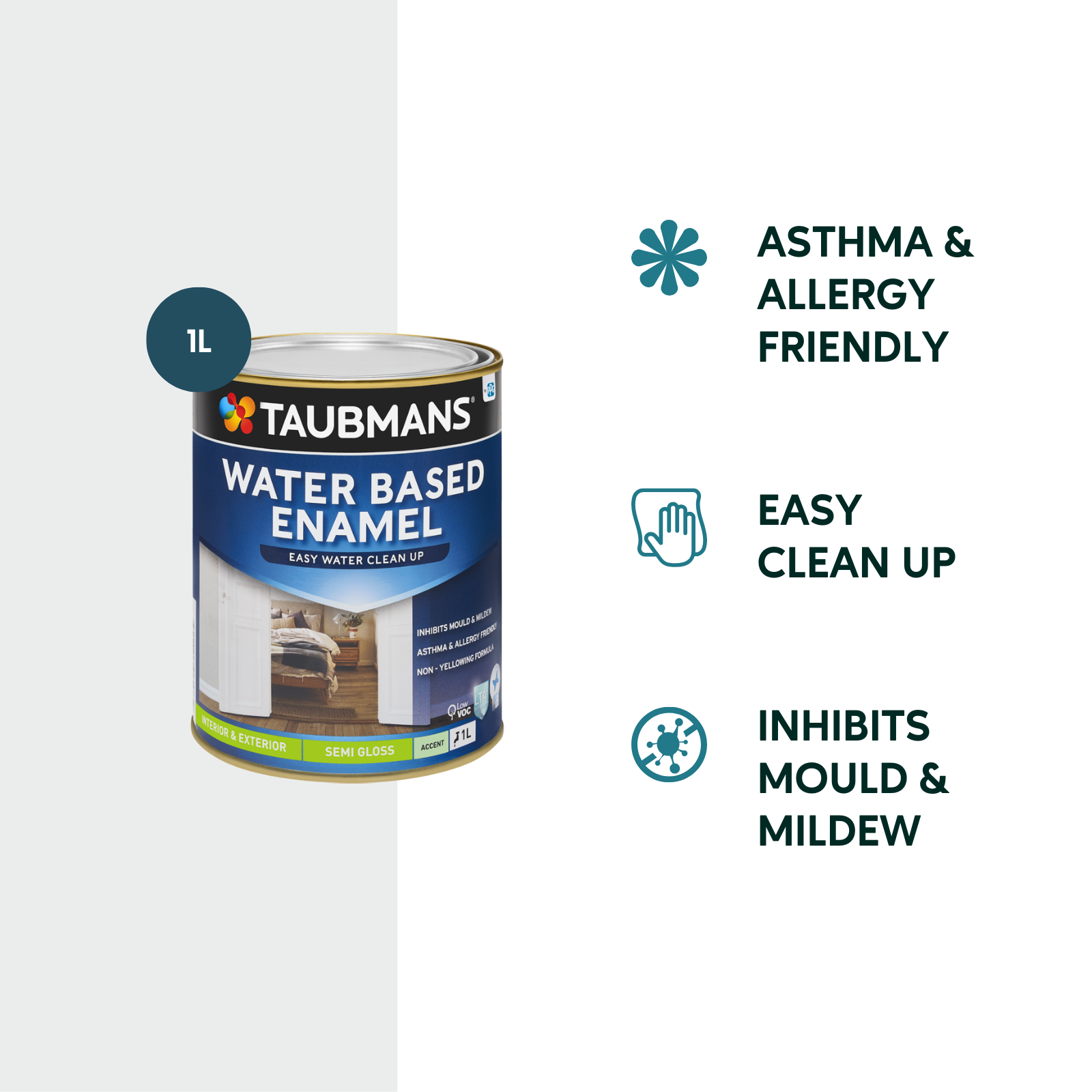 Taubmans 1L Accent Semi Gloss Water Based Enamel 3 Taubmans 1L Accent Semi Gloss Water Based Enamel