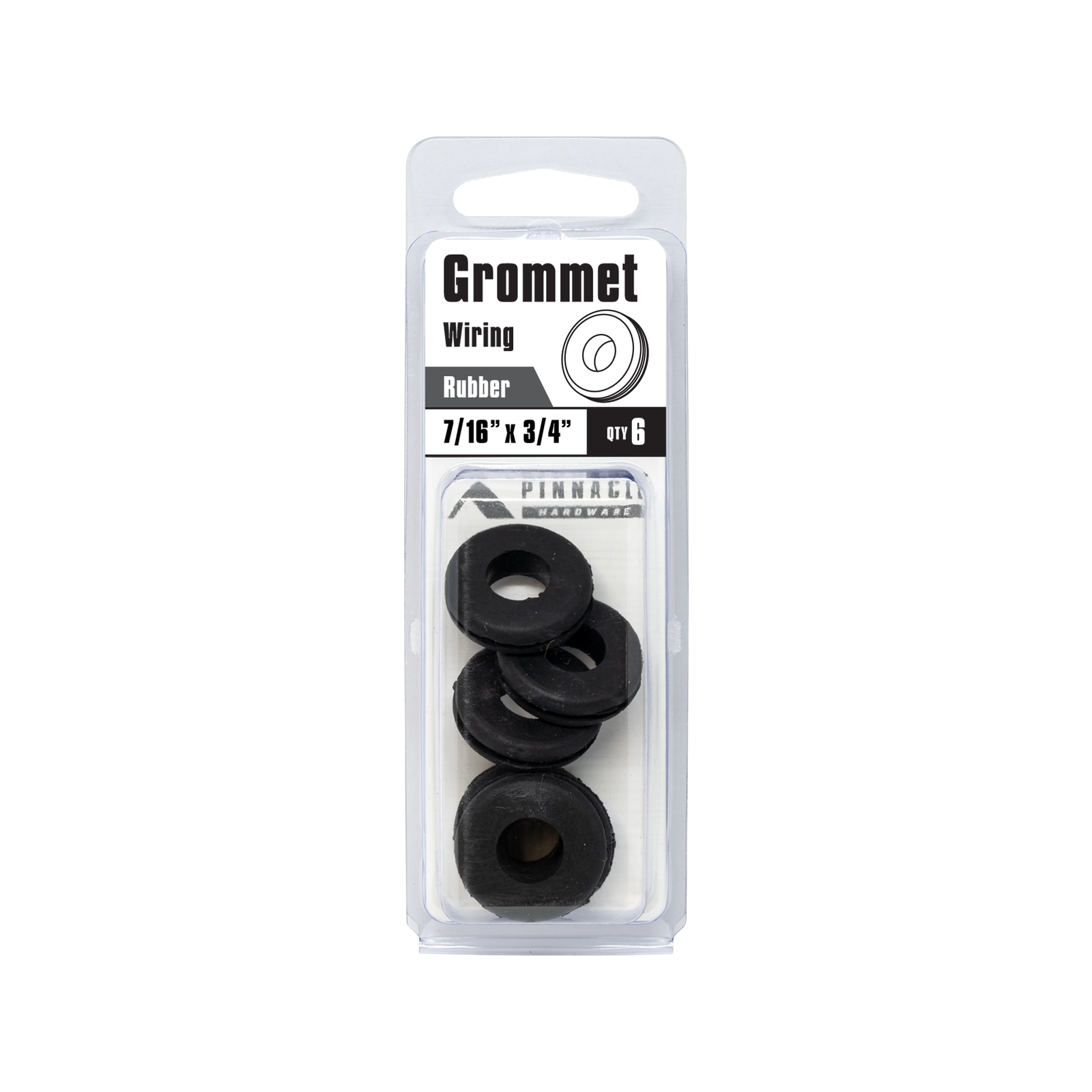 Pinnacle 7/16" x 3/4" Black Wiring Grommet - 6 Pack