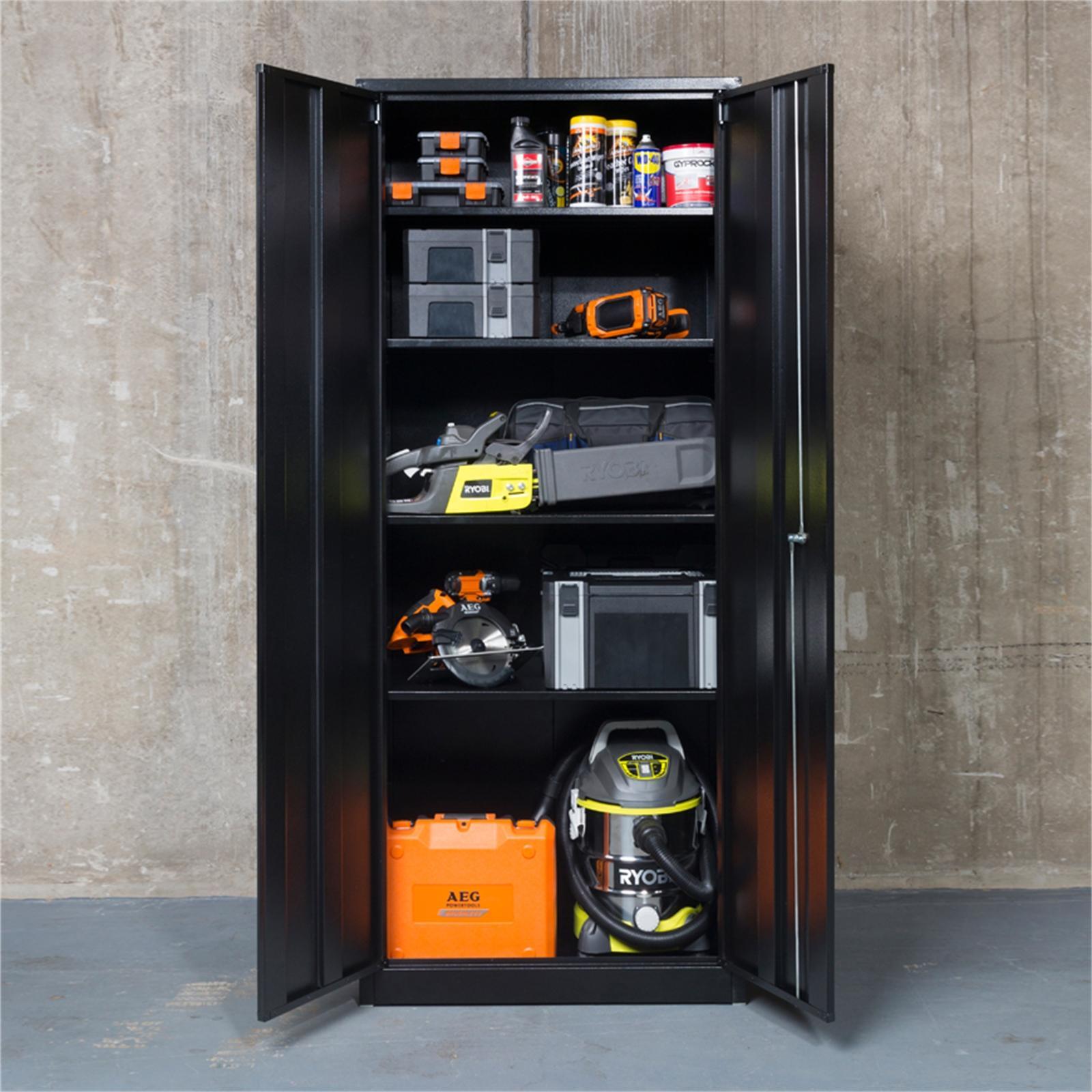Pinnacle 1830 x 860 x 410mm Gloss Black Lockable Garage Cabinet