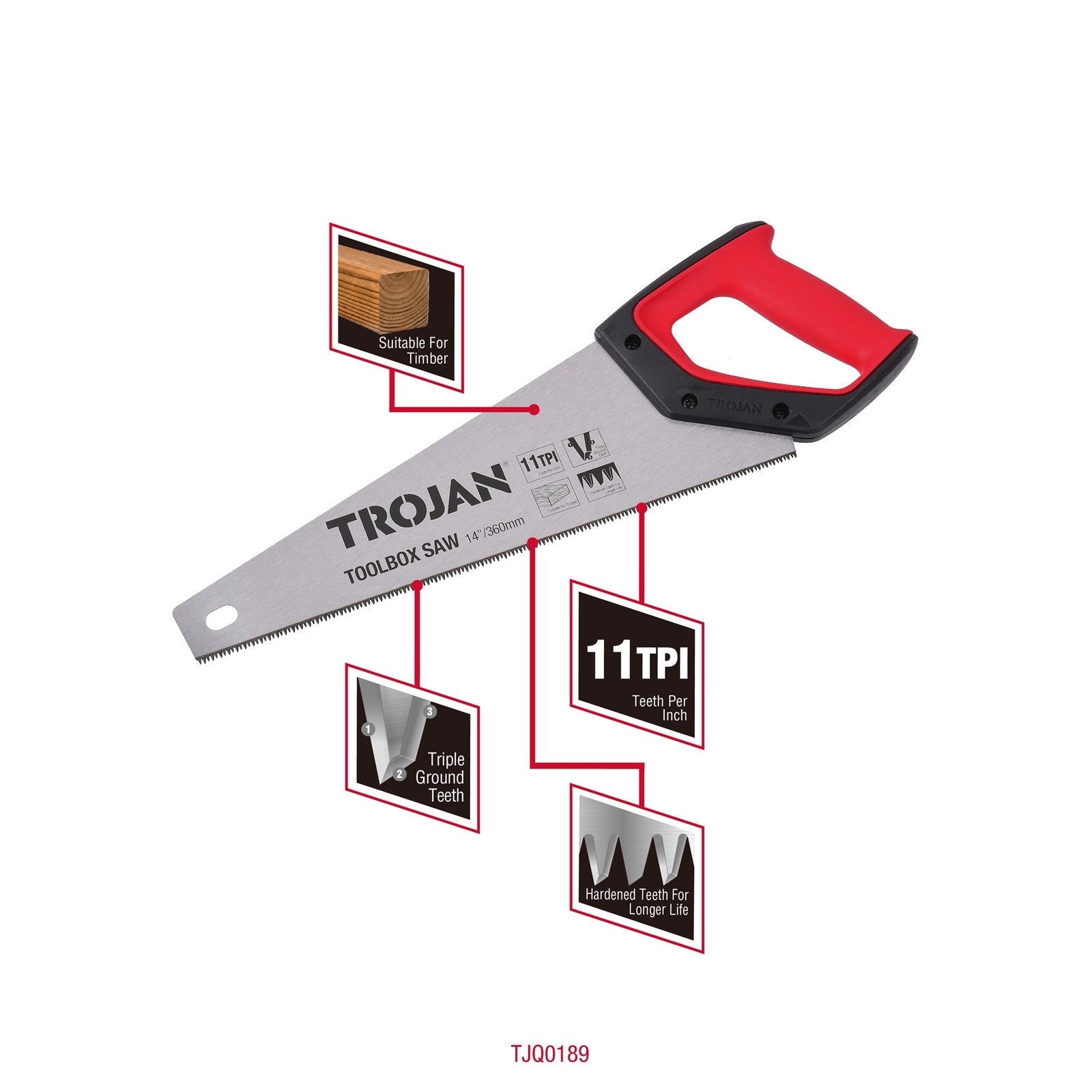 Trojan 360mm Toolbox Hand Saw 3 Trojan 360mm Toolbox Hand Saw