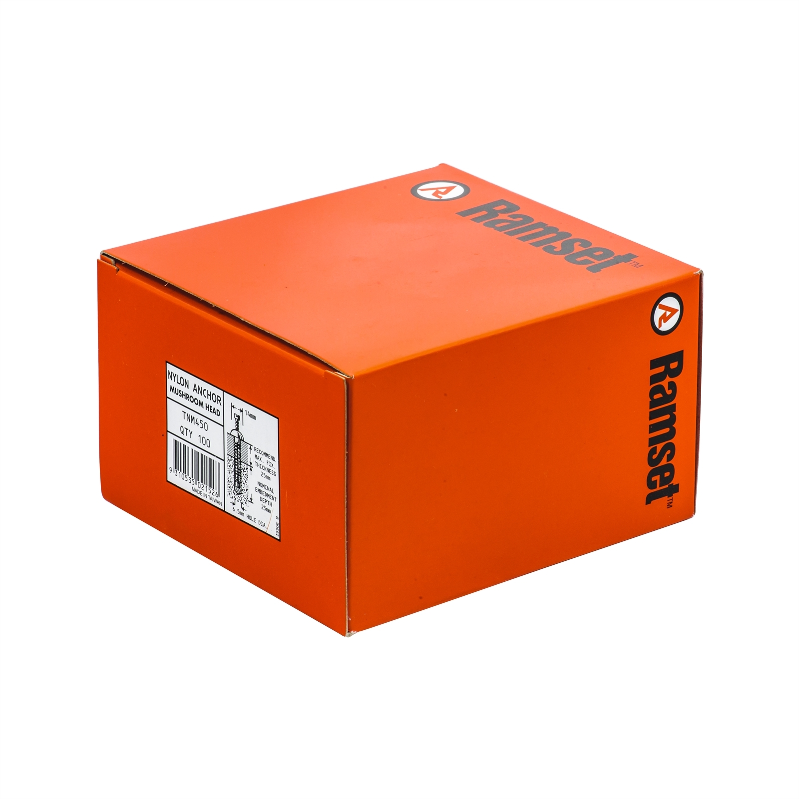 Ramset 6.5 x 50mm Mushroom Head Nylon Anchor - 100 Pack