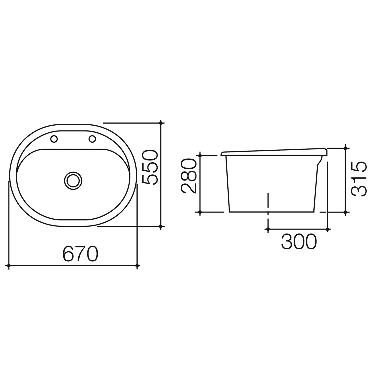 Caroma 35L White RHS Inset Vitreous China Laundry Trough