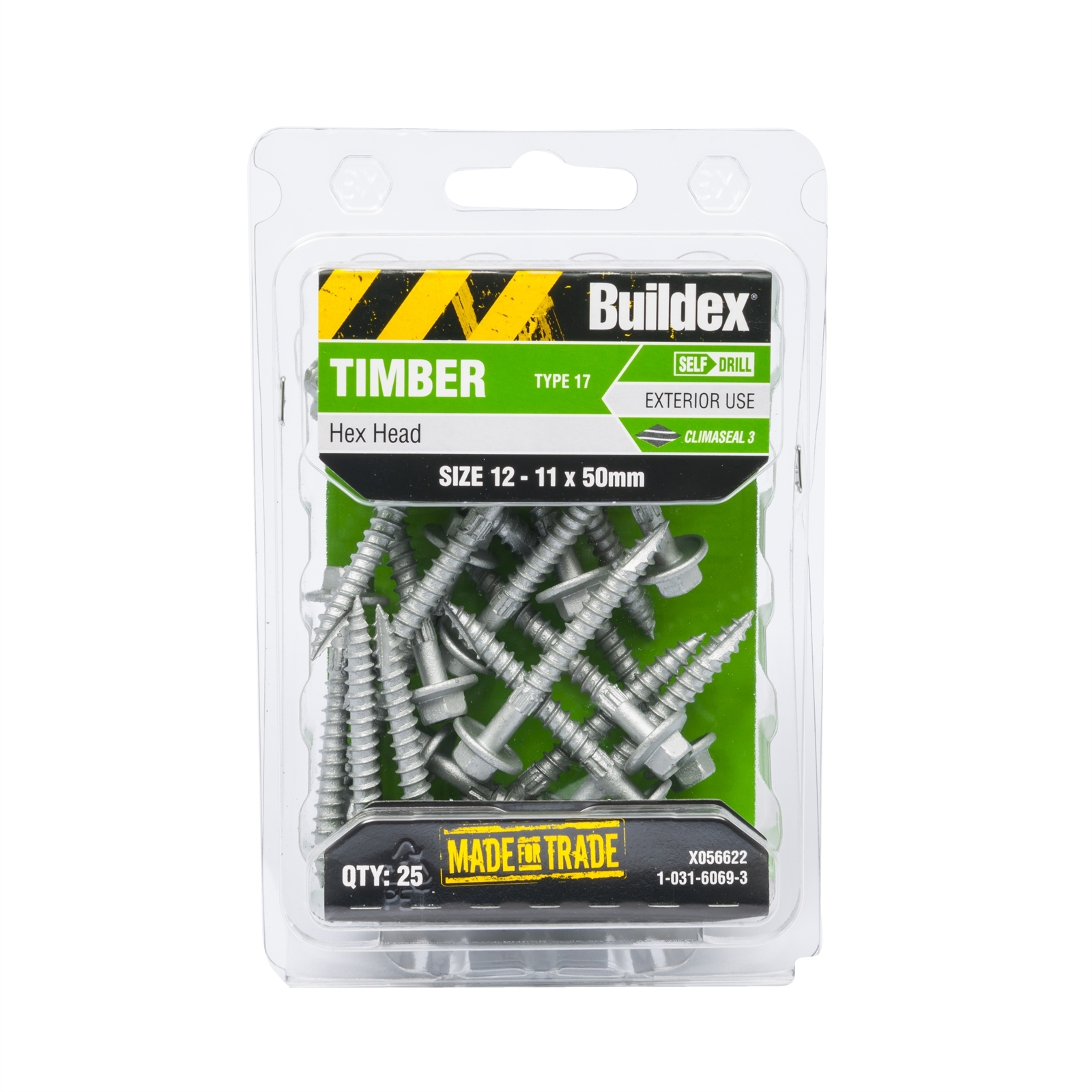 Buildex 12-11 x 50mm Climaseal Hex Head Timber Screws - 25 Pack